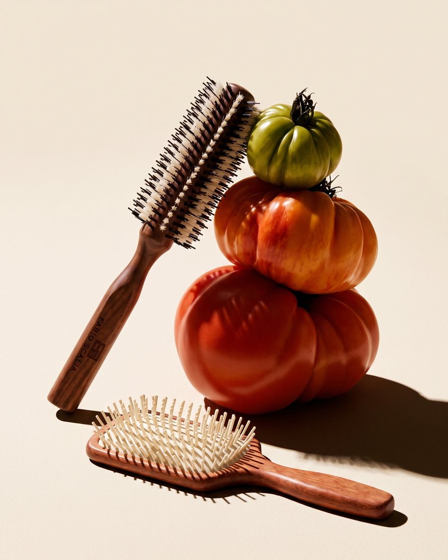 Fabio Scalia brushes arranged with heirloom tomatoes