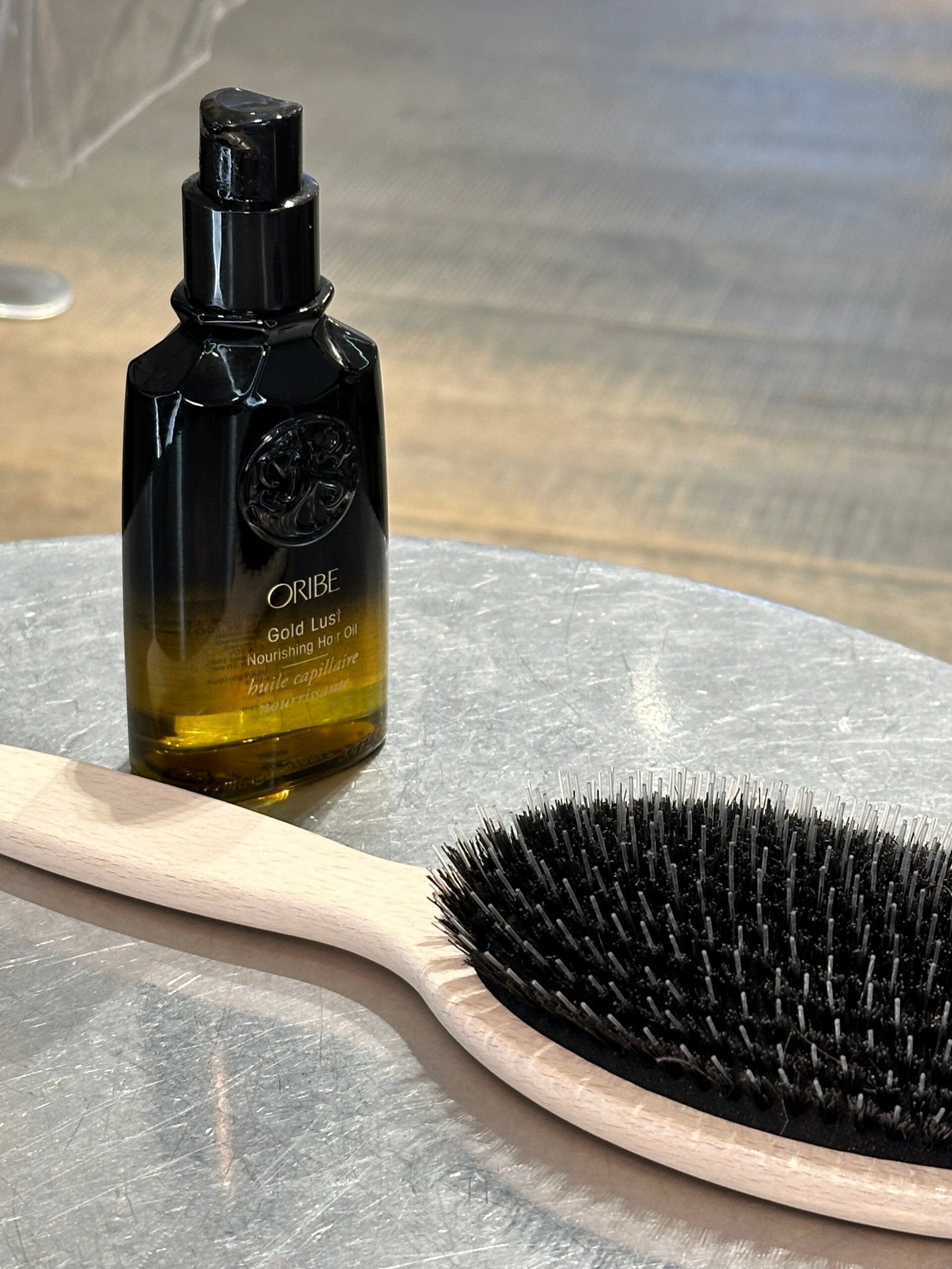 hair brush and hair oil