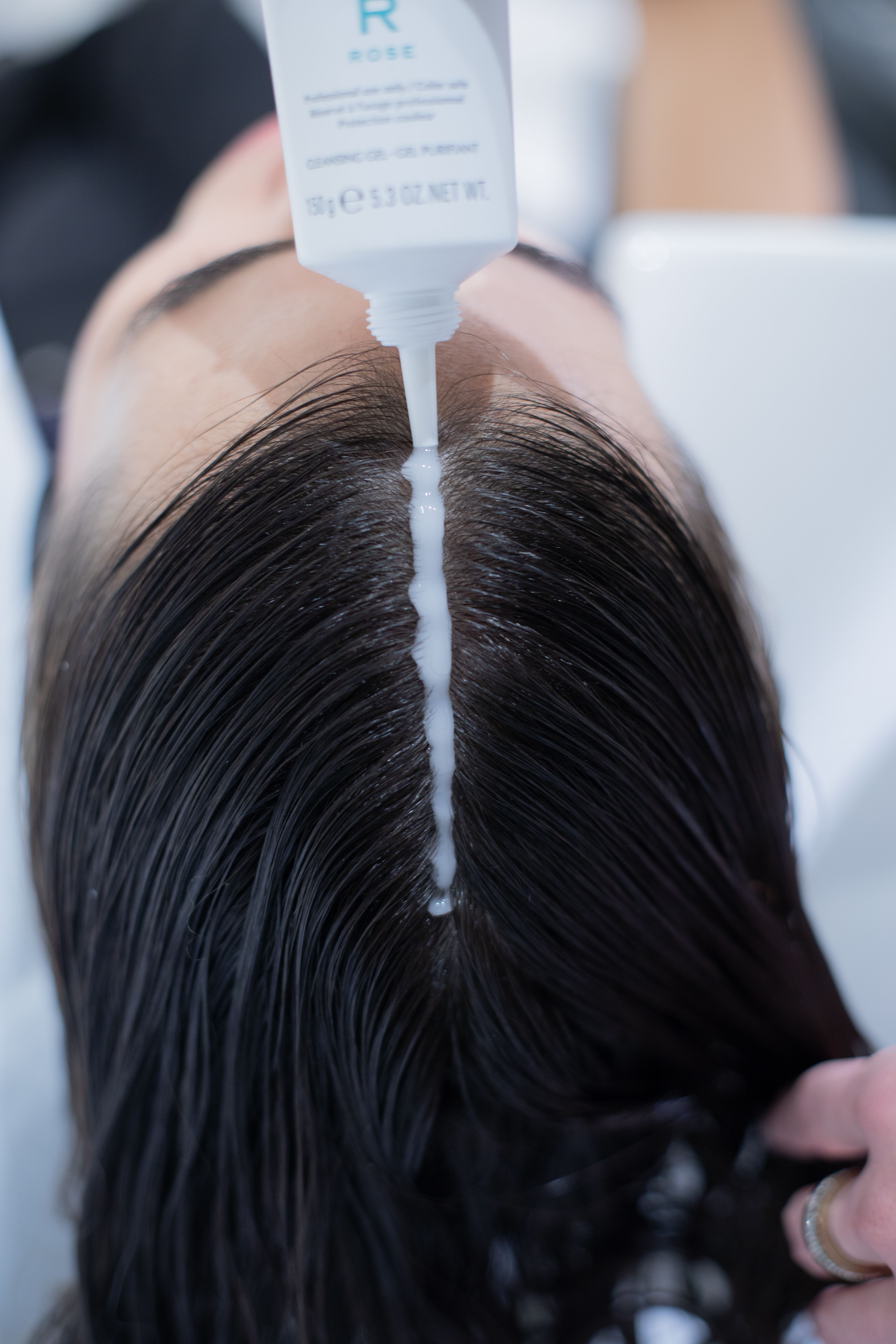 hair mask on scalp