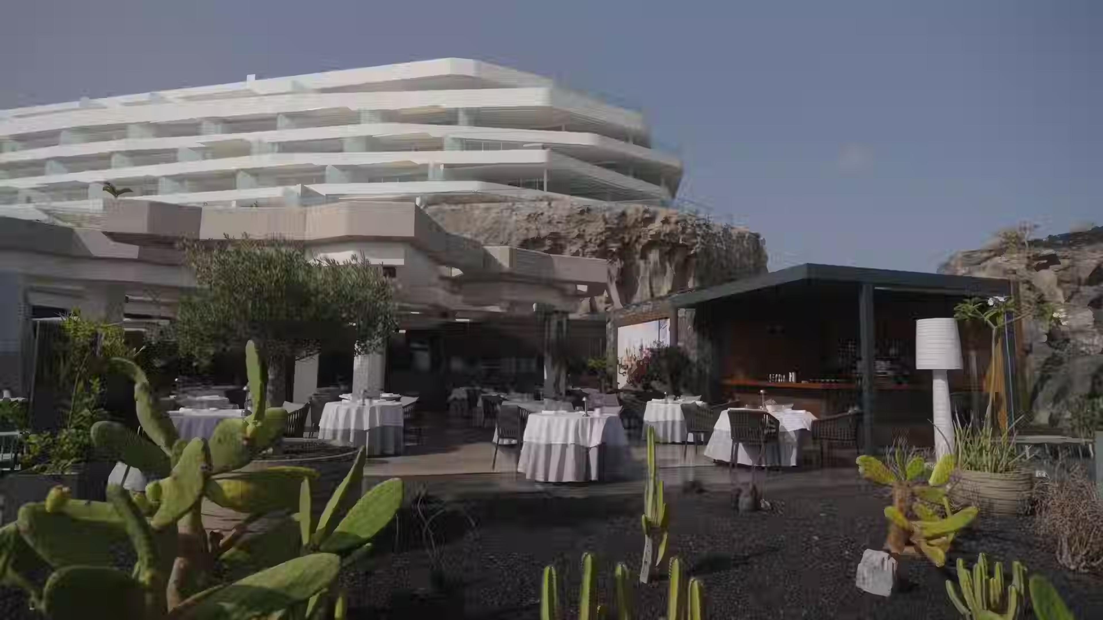 The terrace at Il Bocconcino, below the Royal Hideaway Corales building
