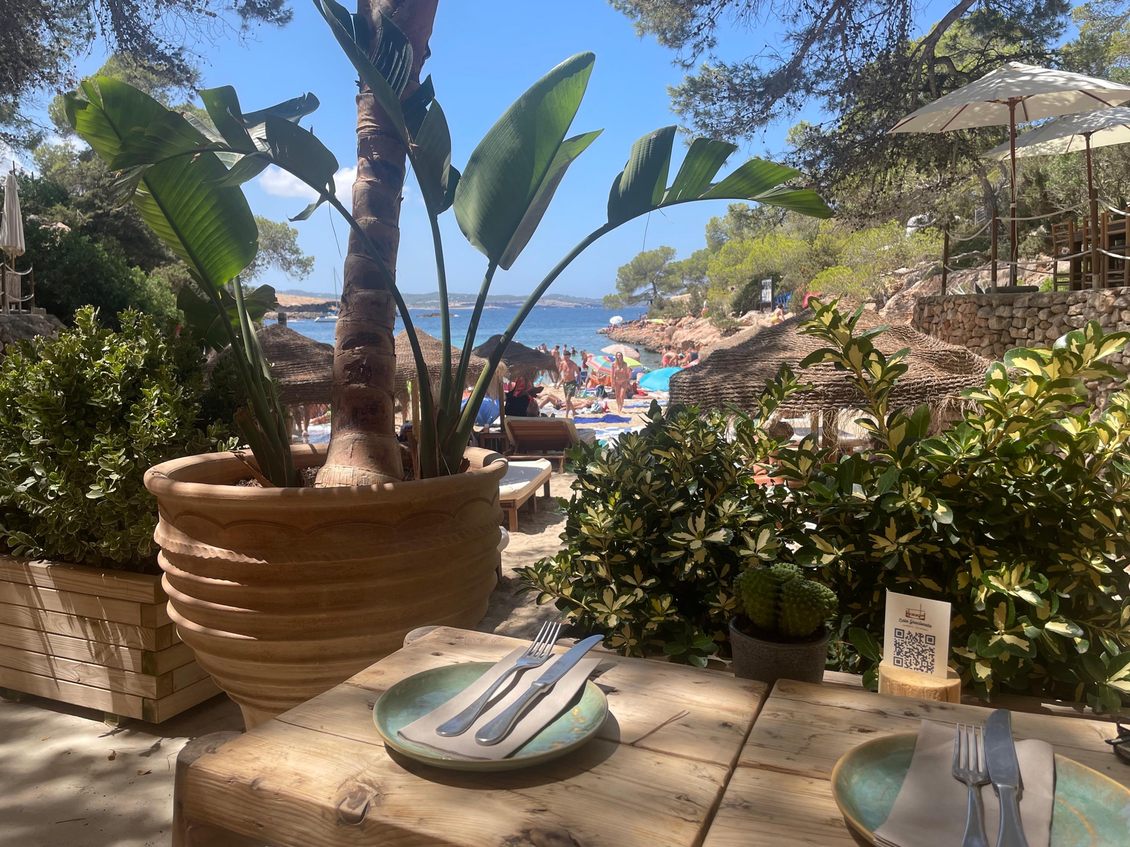 View from Cala Gracioneta Chiringito, down to the beach