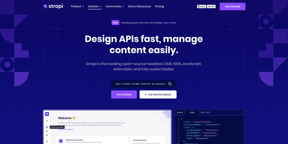 Screenshot of Strapi