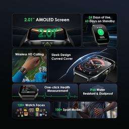 oraimo Watch Nova AM 2.01" AMOLED Screen Curved Cover Smart Watch view 5