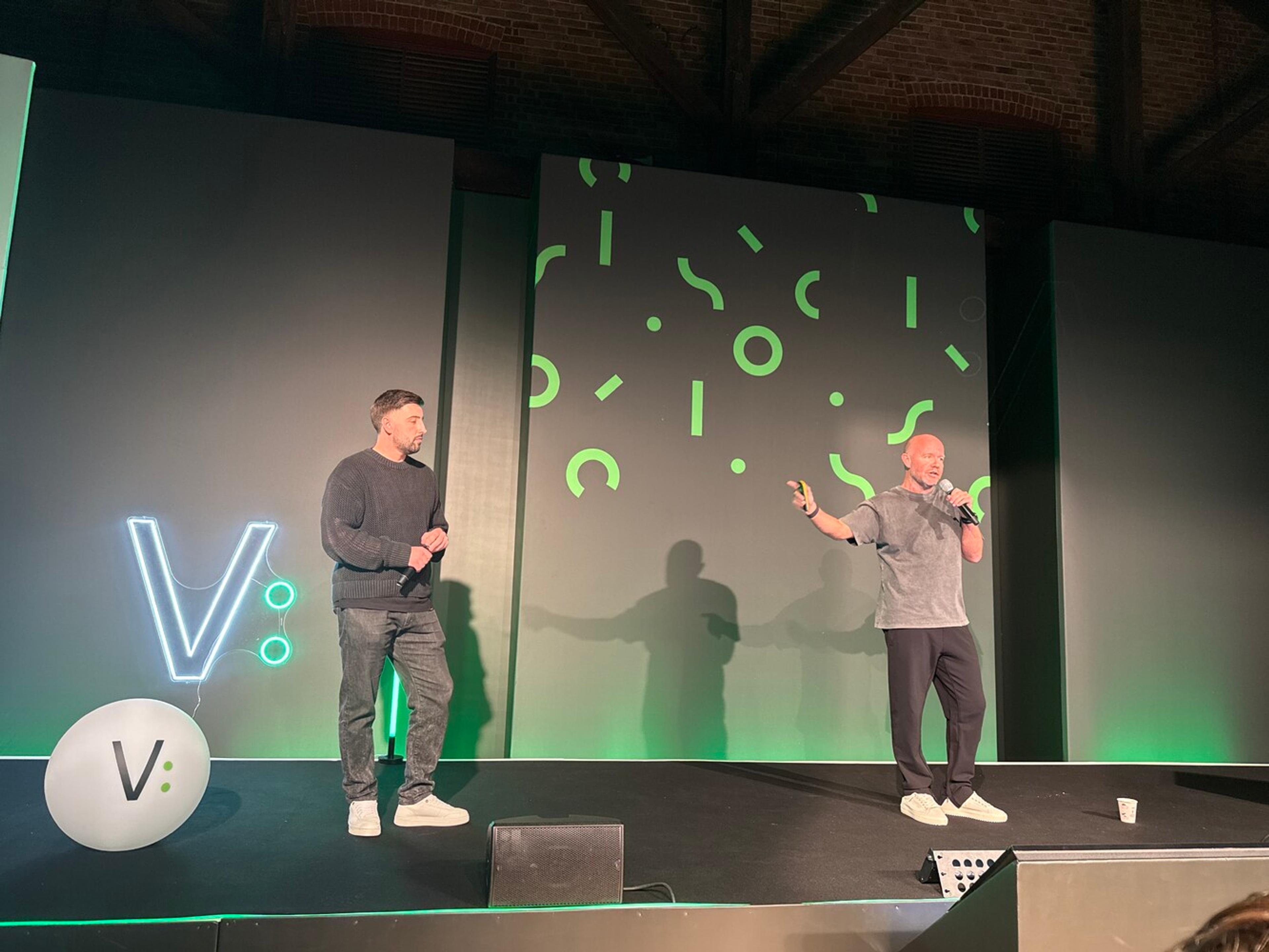 Stefan Lewis (L) and Paul Spencer (R) from Represent on stage