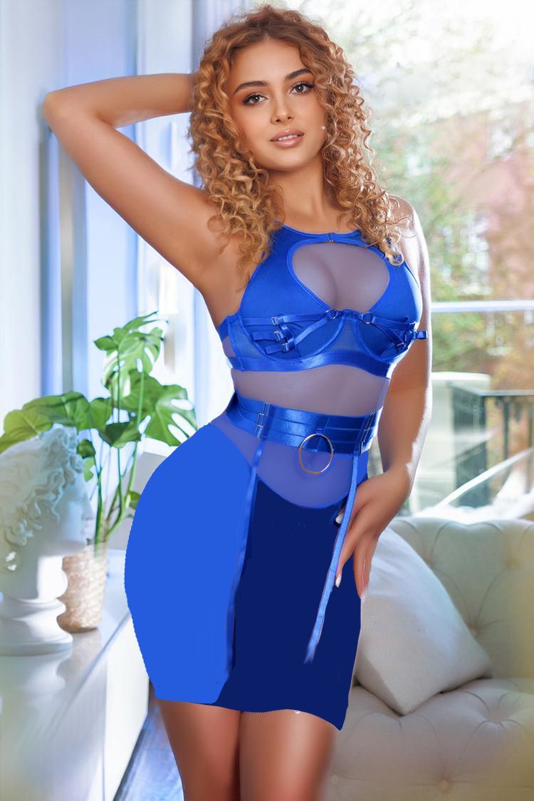 Layla blondepossing in a blue dress Layla blondepossing in a blue dress