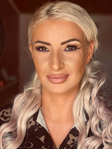 Ruby blonde with green eyes face photo
