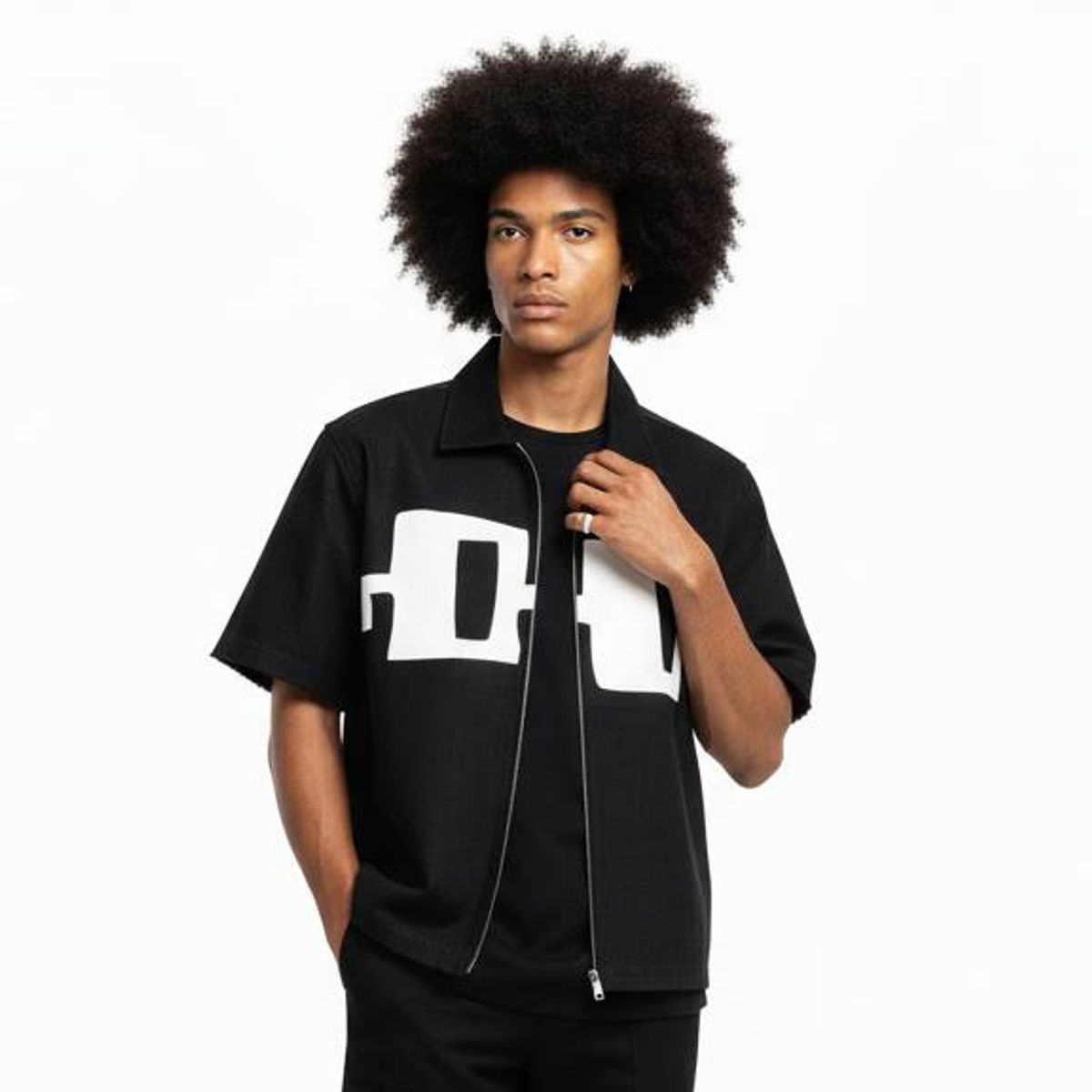 Men's Trendy Short-Sleeve Jacket Full-Zip, Design with DTF print