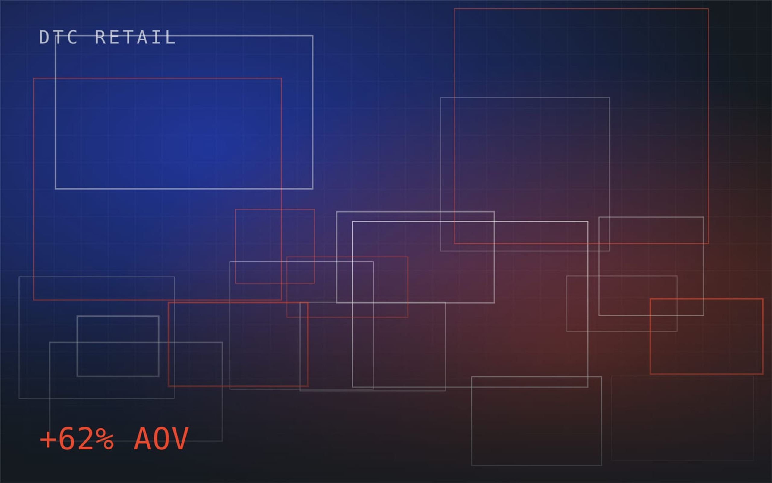 Outlined blocks over a dark grid suggesting a product grid layout