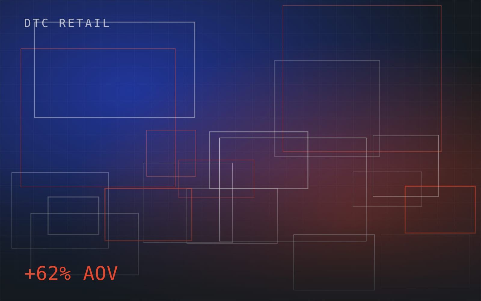 Outlined blocks over a dark grid suggesting a product grid layout
