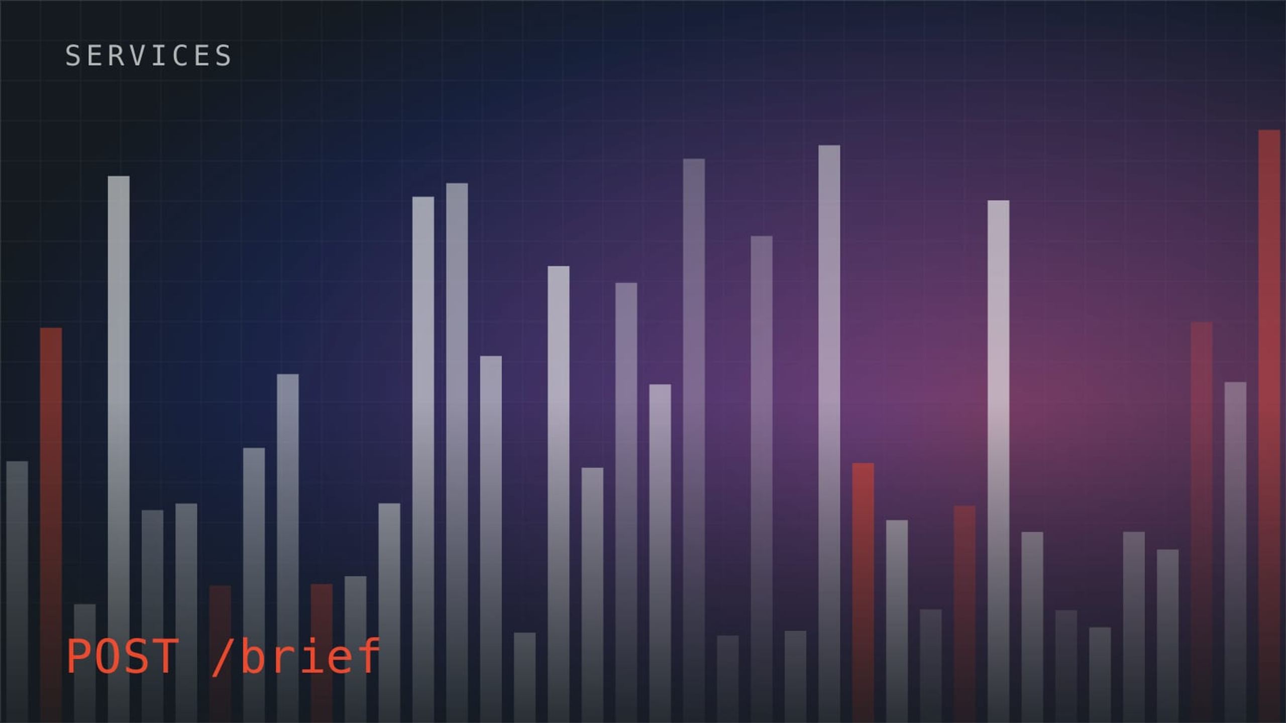 Bar spectrum in ultramarine and vermillion over a dark grid