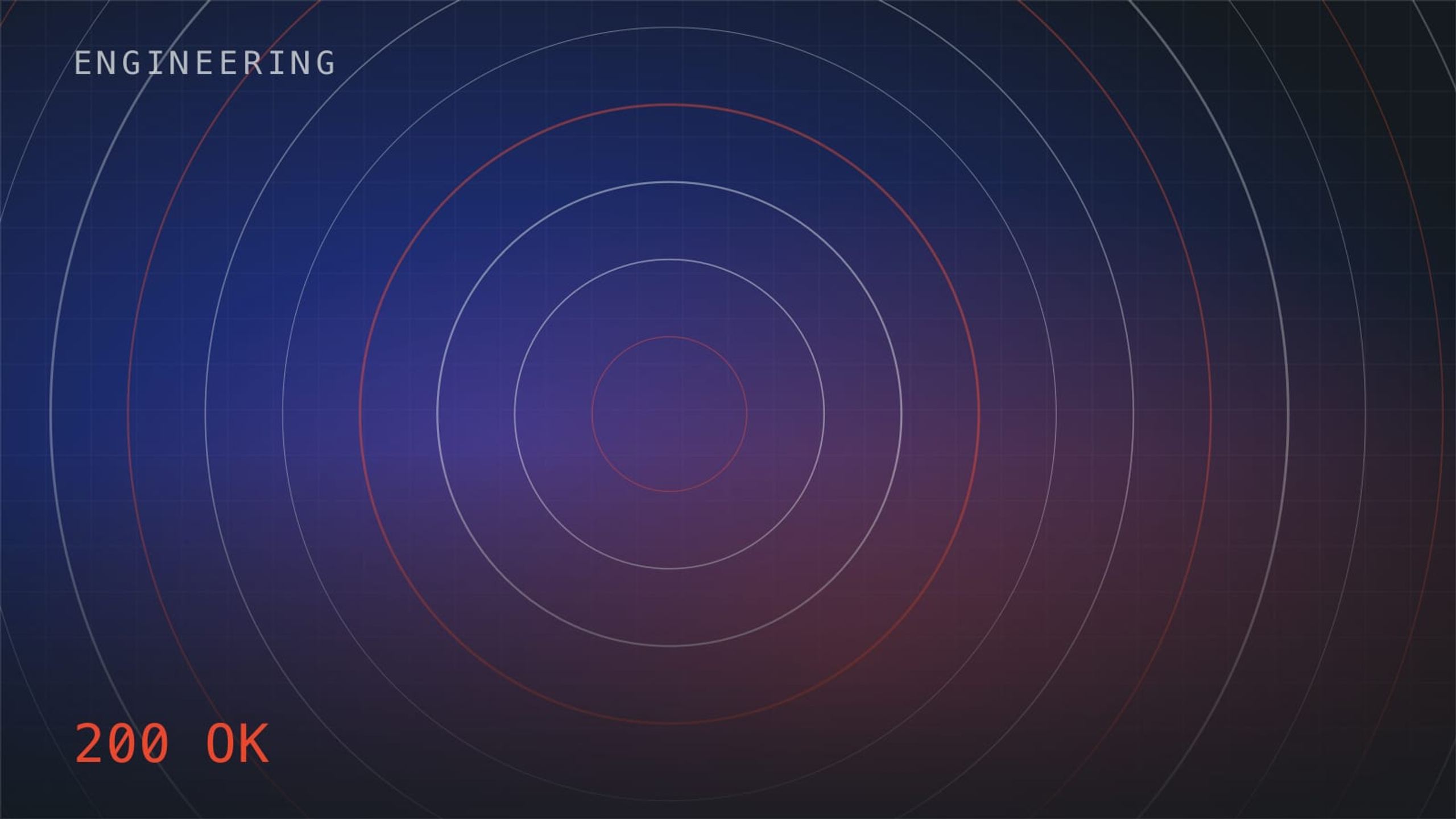 Concentric signal rings over a dark grid, labelled 200 OK