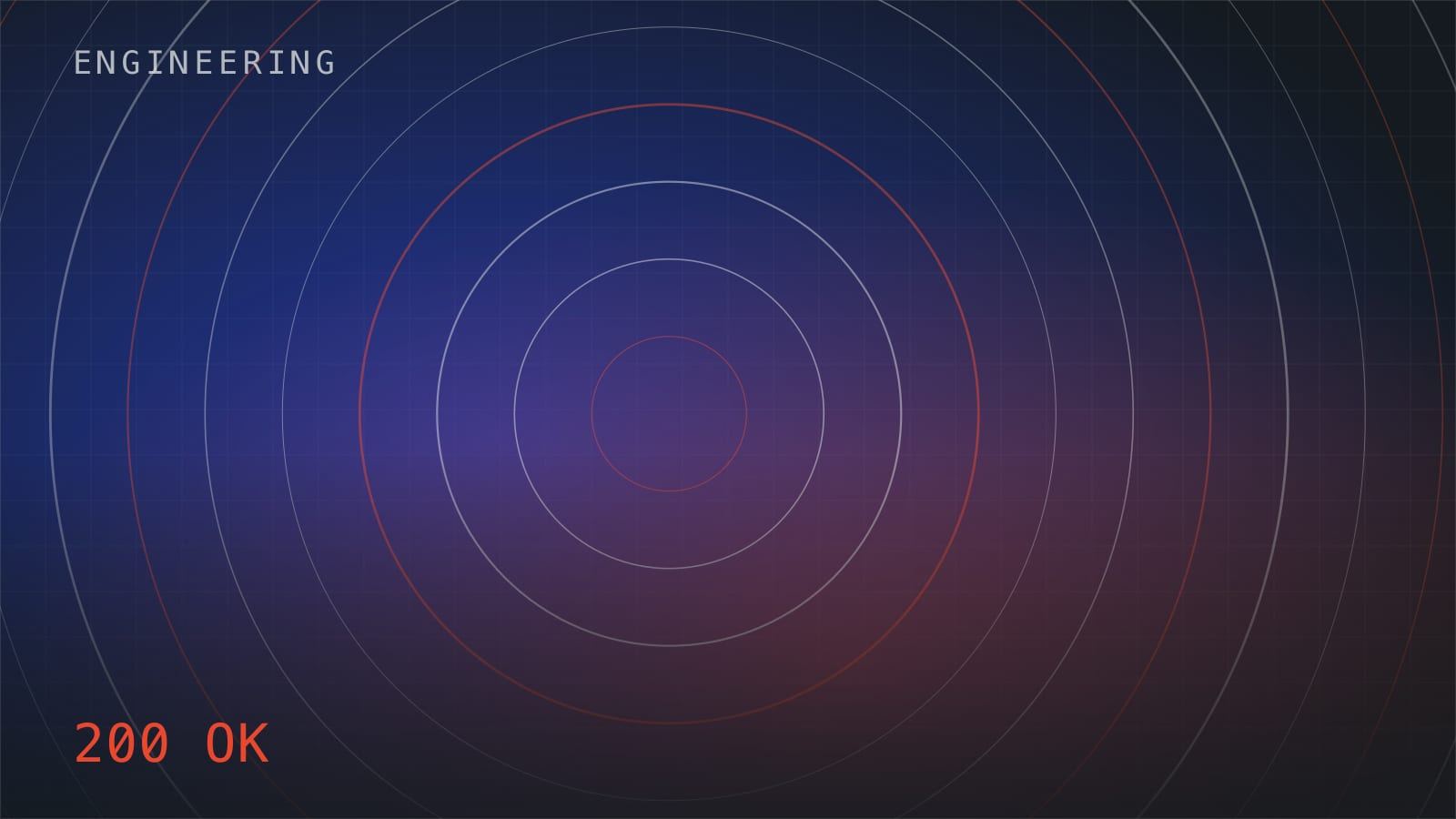 Concentric signal rings over a dark grid, labelled 200 OK