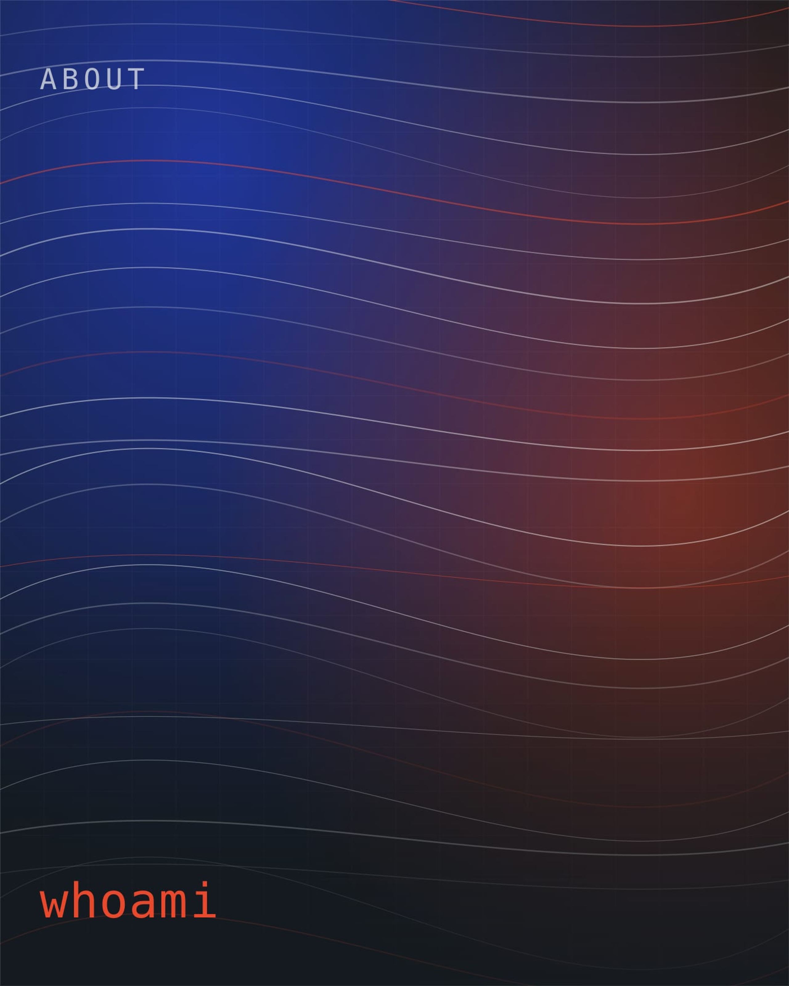 Abstract flowing lines in ultramarine and vermillion over a dark ground