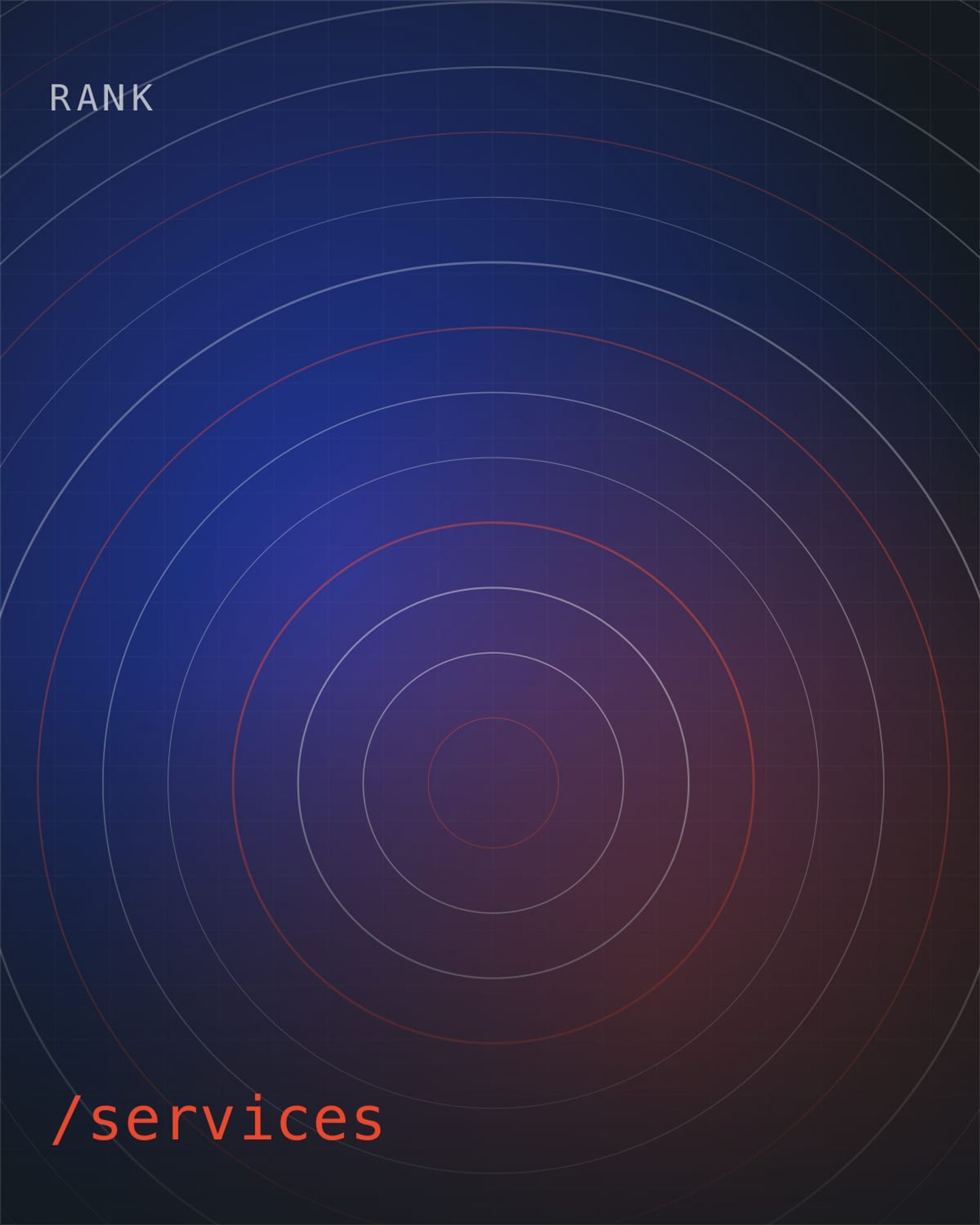 Concentric signal rings radiating over a dark grid