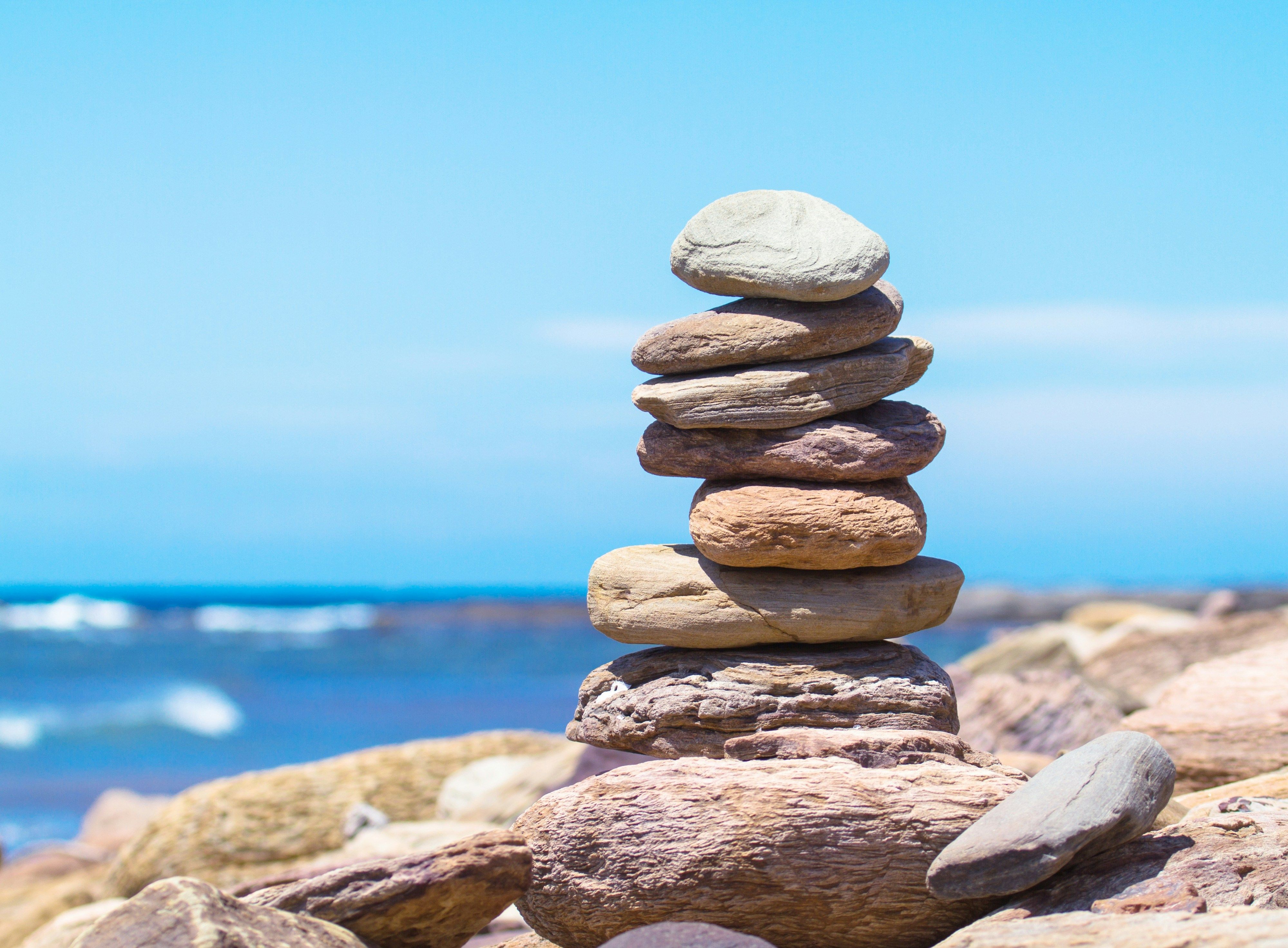 Rocks piled on a beach.