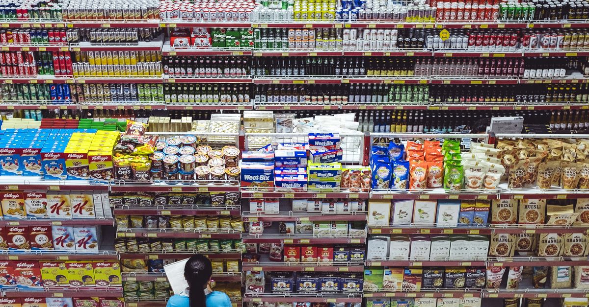 Aisle in the grocery store.
