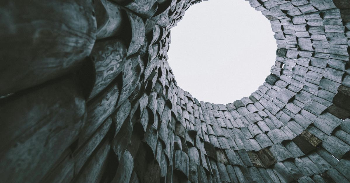 The inside of a well.