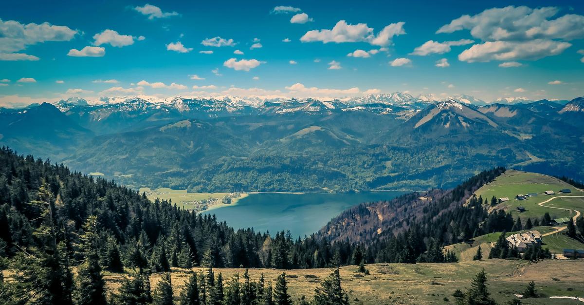 Mountain view with a lake.