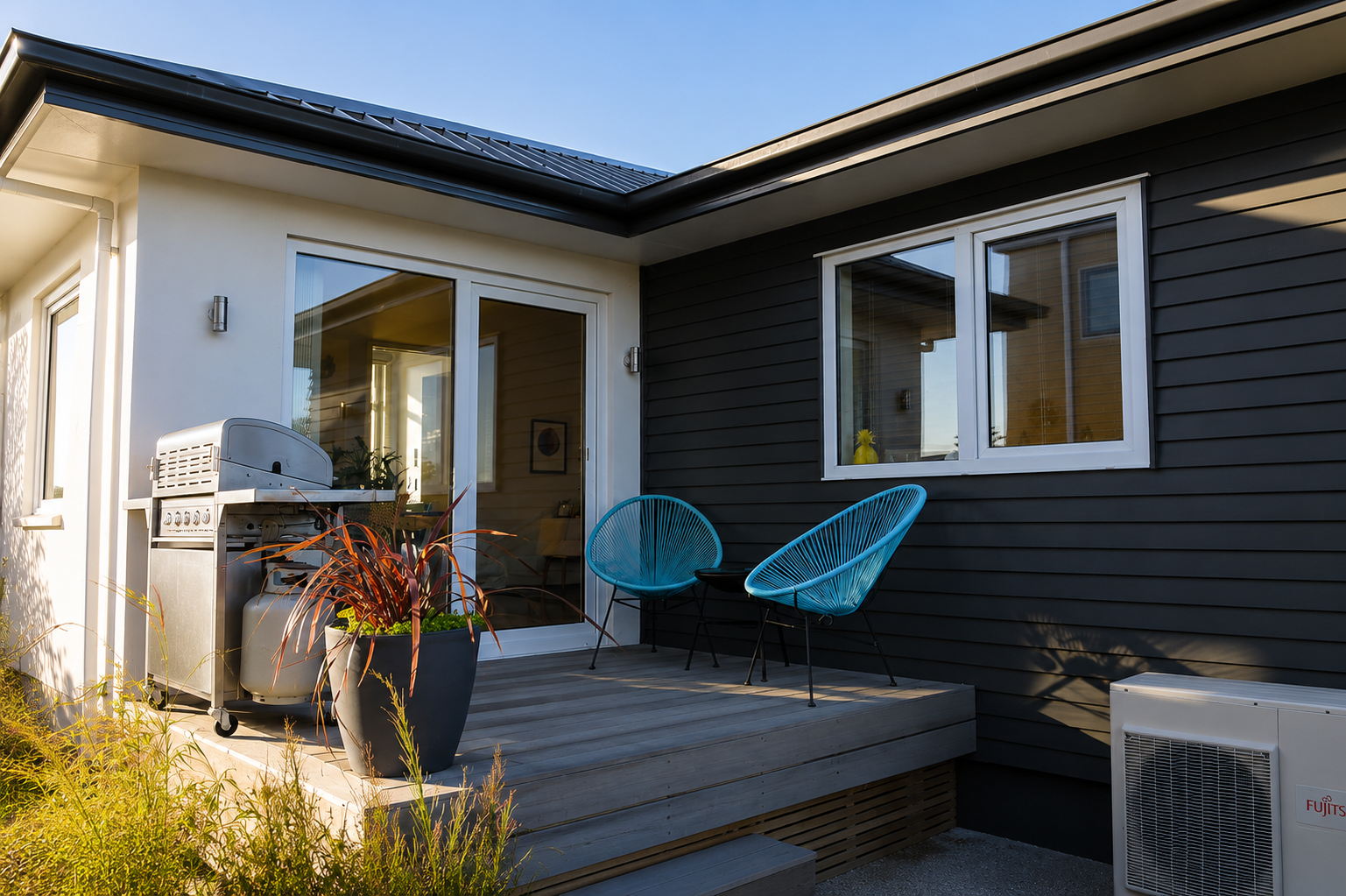 White uPVC double-hung windows on a restored Christchurch villa