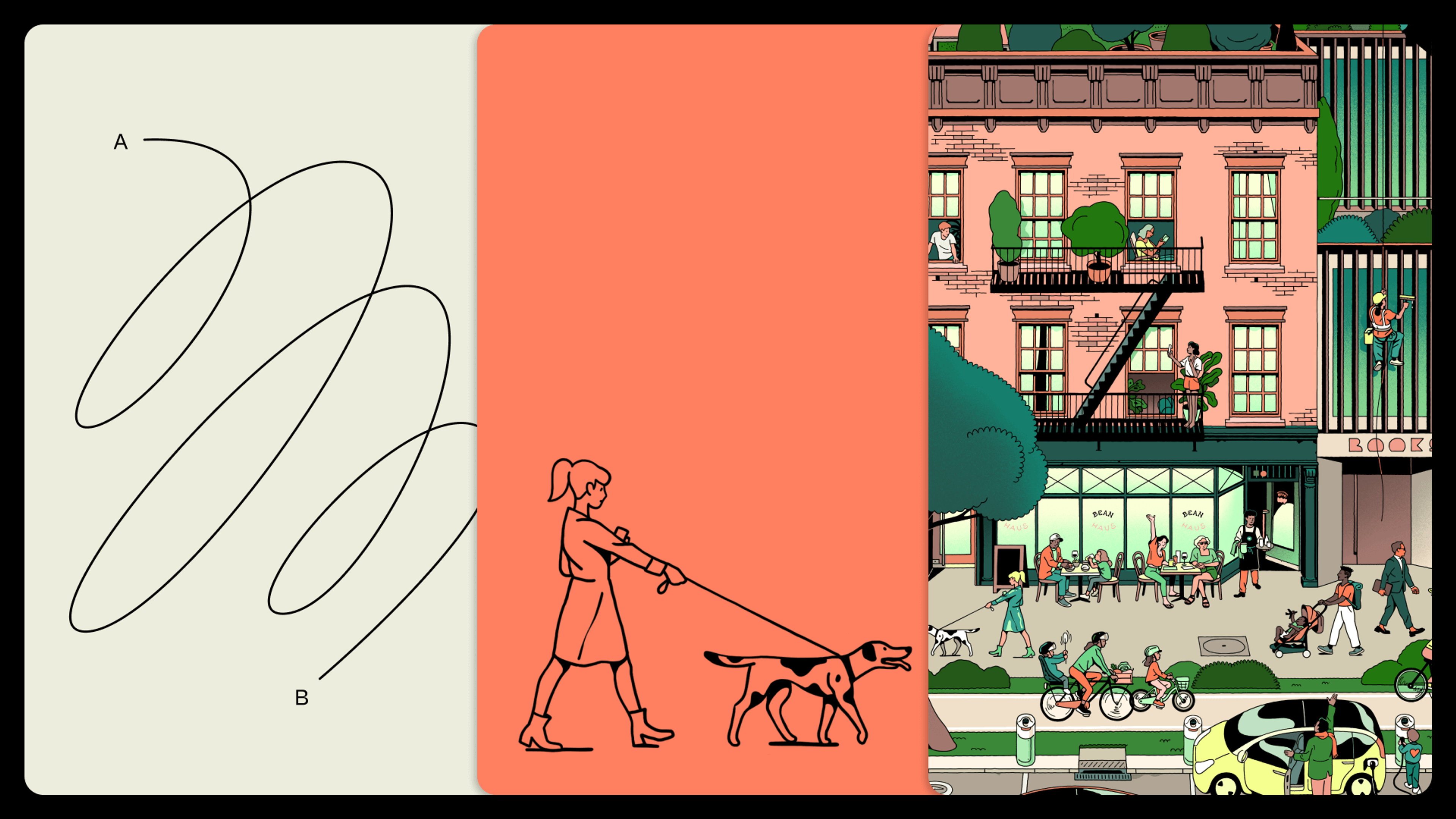 Modern life layers of illustrations