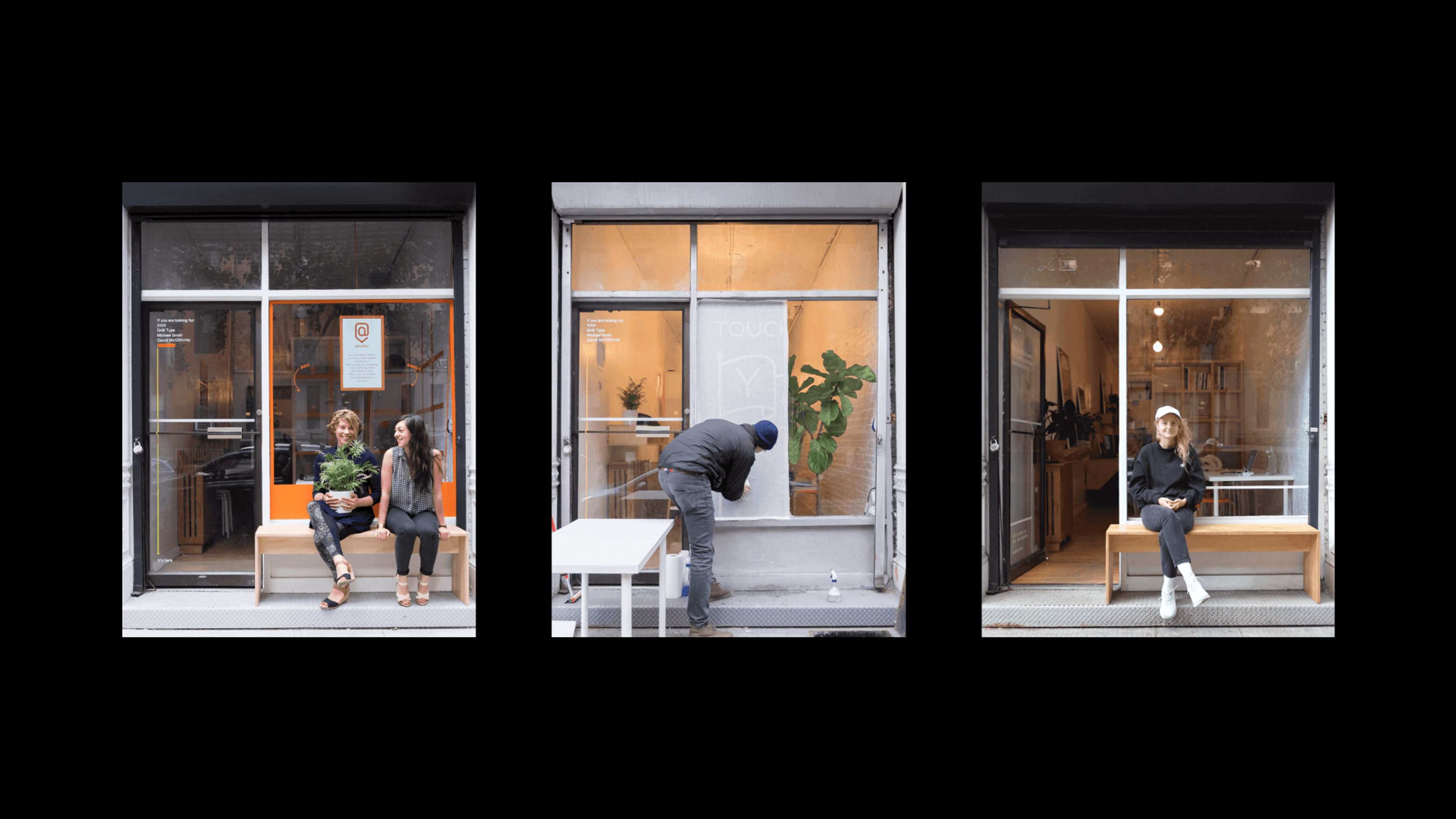 Photos of former residents in front of the XXXI space