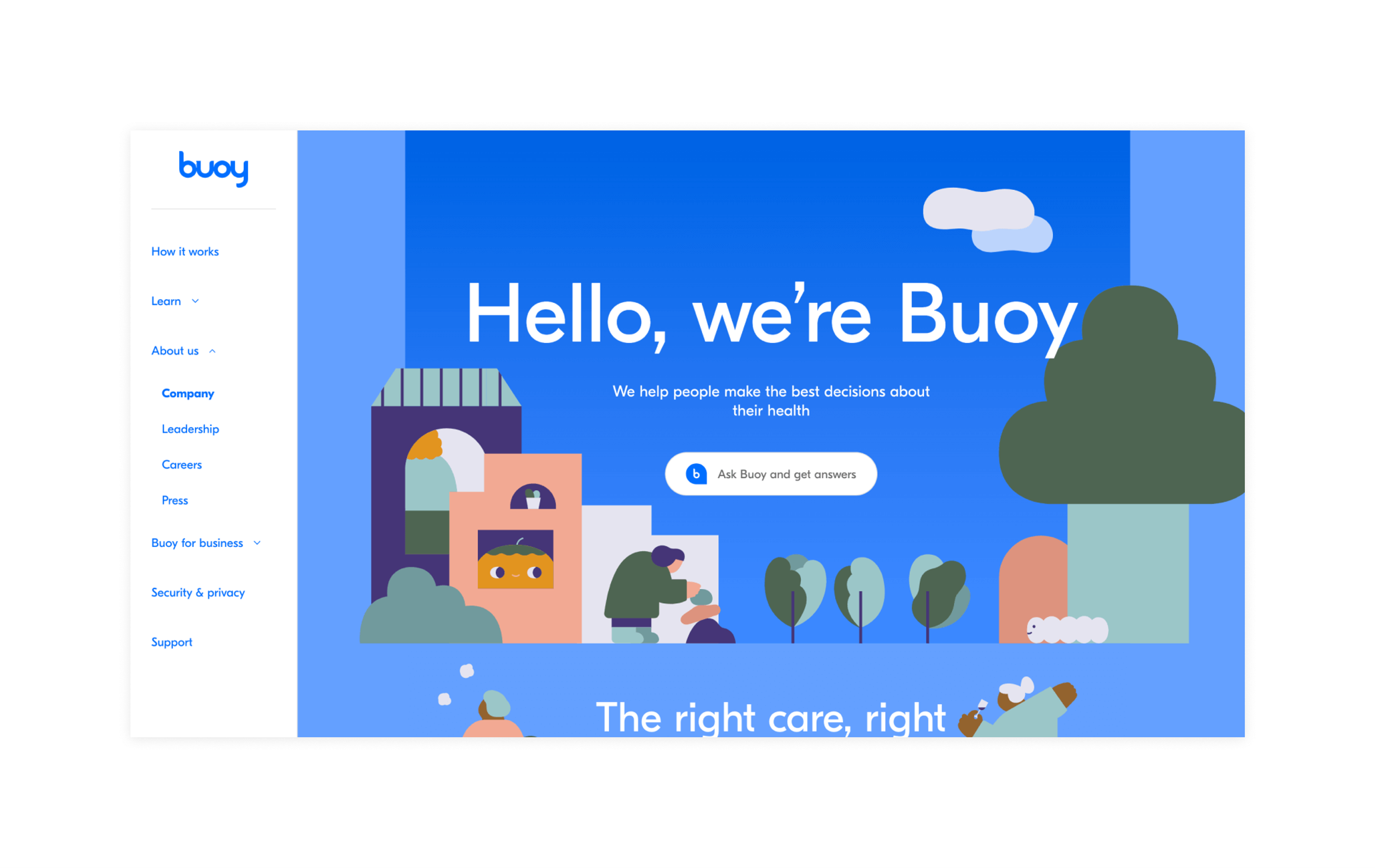 Screencapture of the About page from Buoy