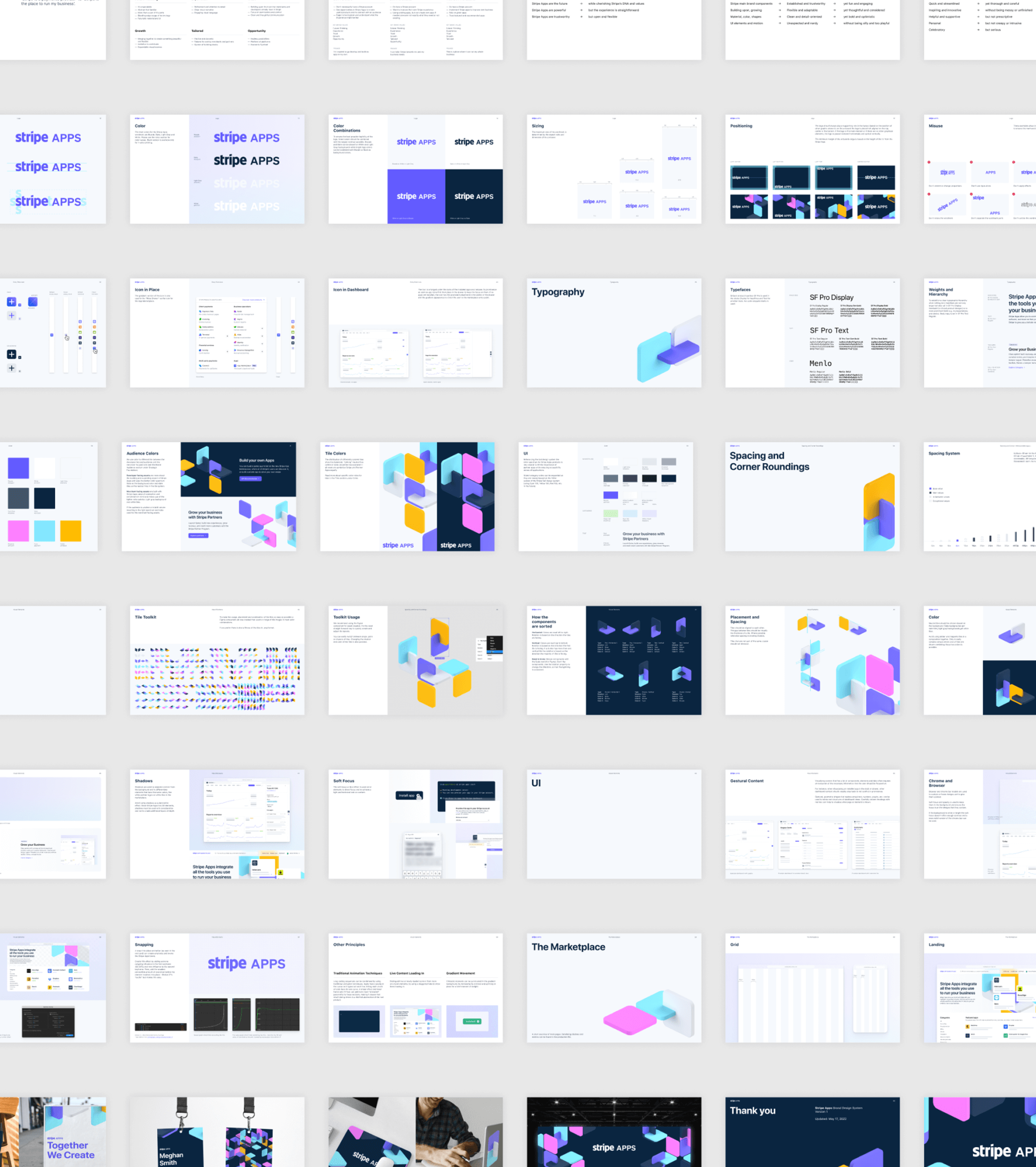 Grid of brand guidelines pages