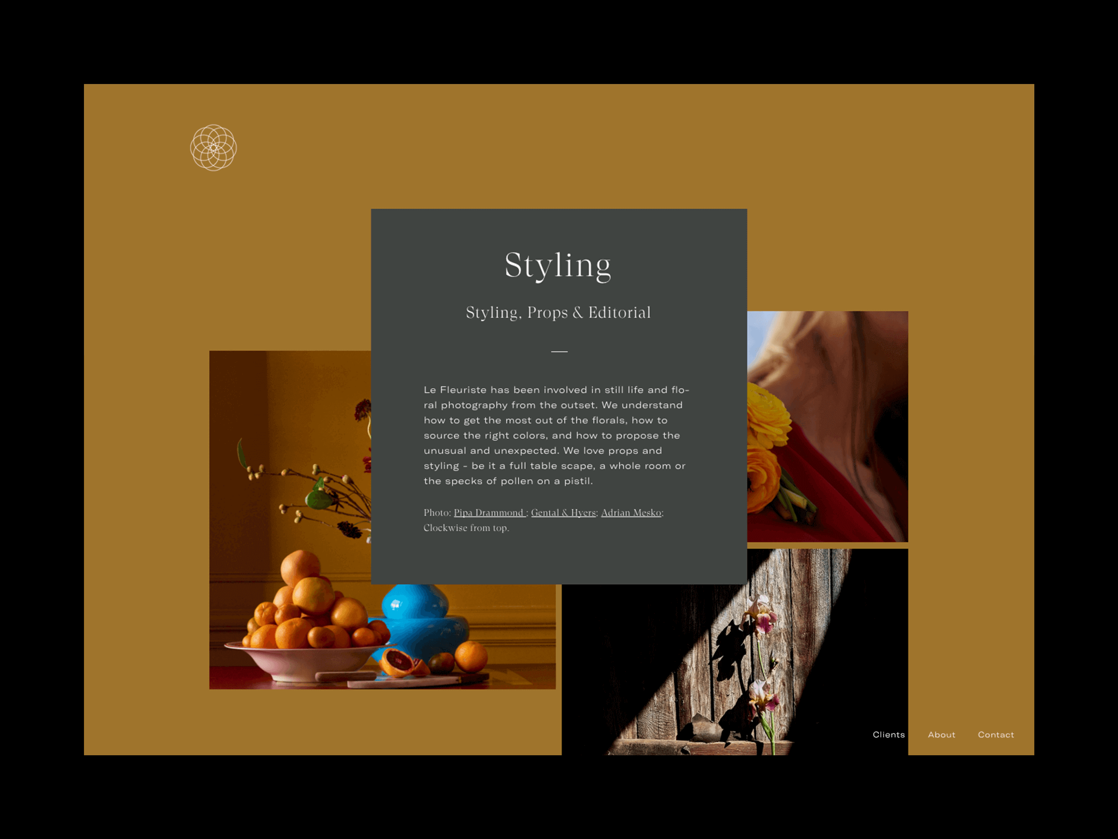 Le Fleuriste styling section of website