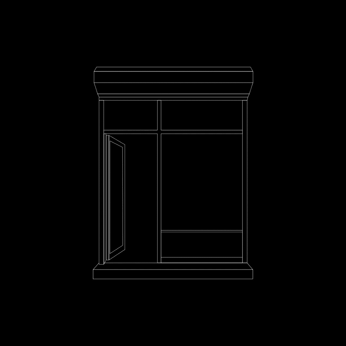 Animation how the main lines of the storefront shape the grid system of XXXI