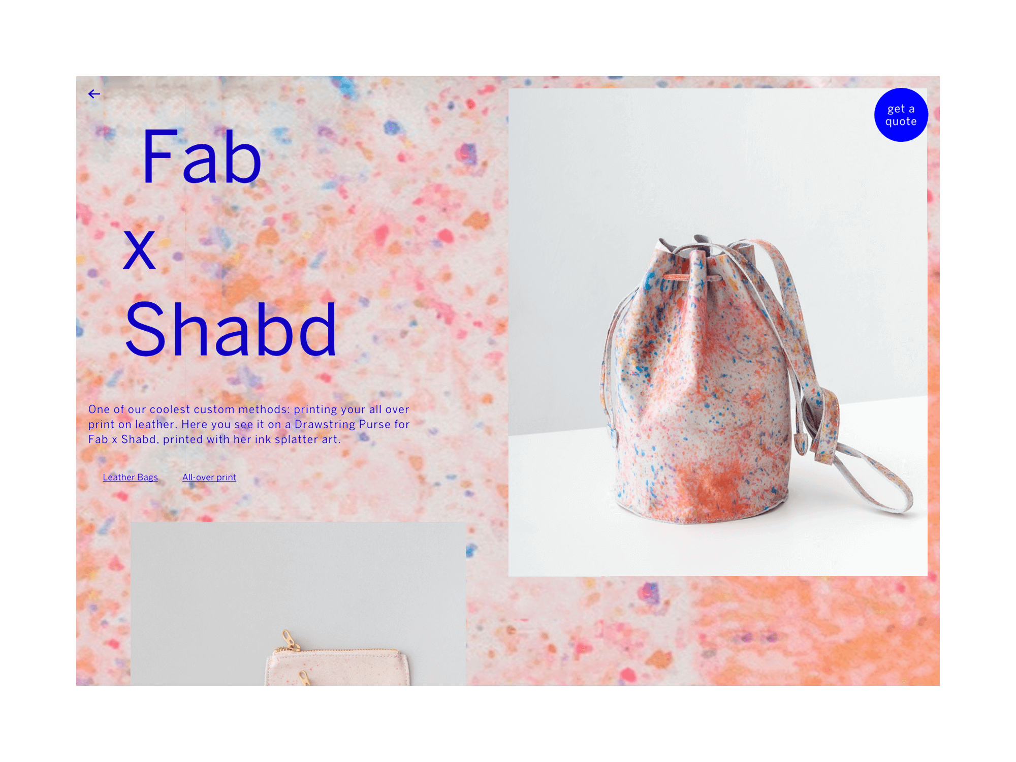Detail page of custom bag
