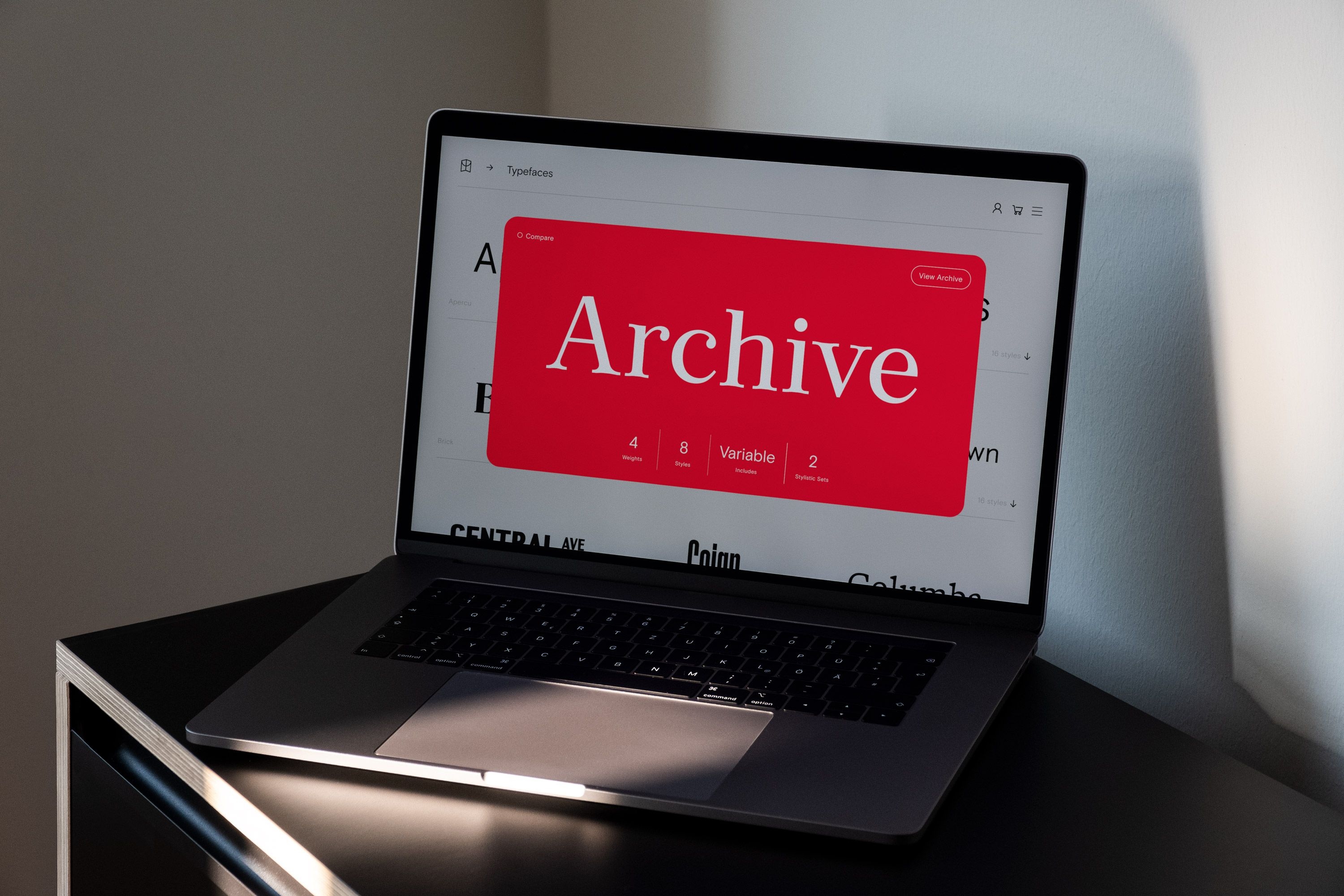 Colophon website displayed on a laptop