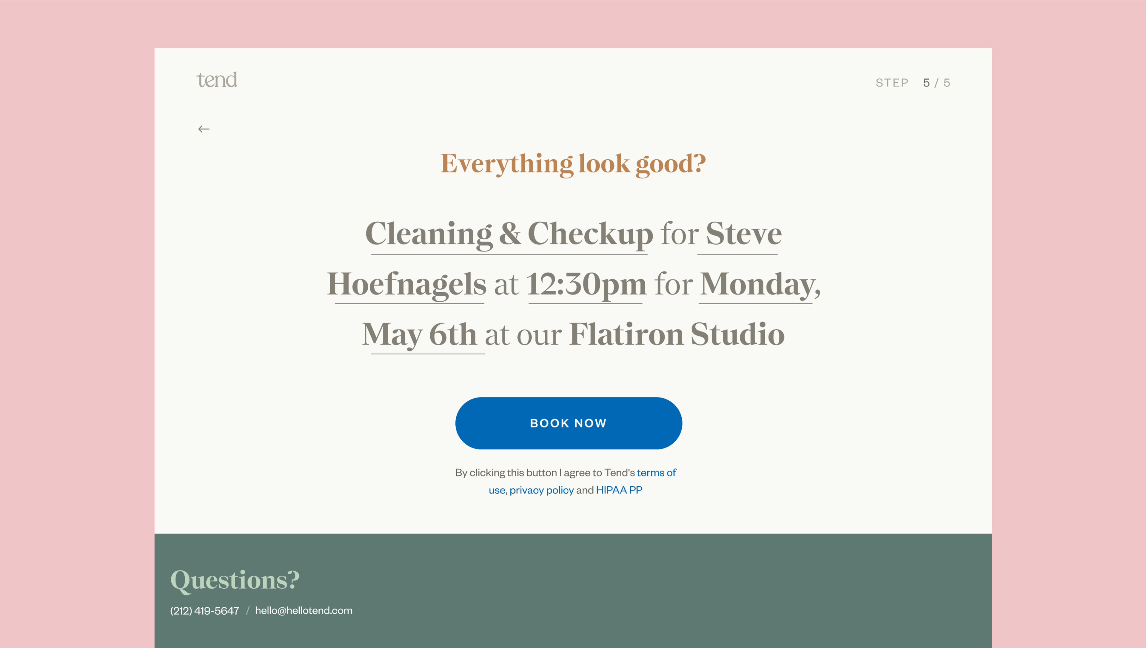 tend confirmation