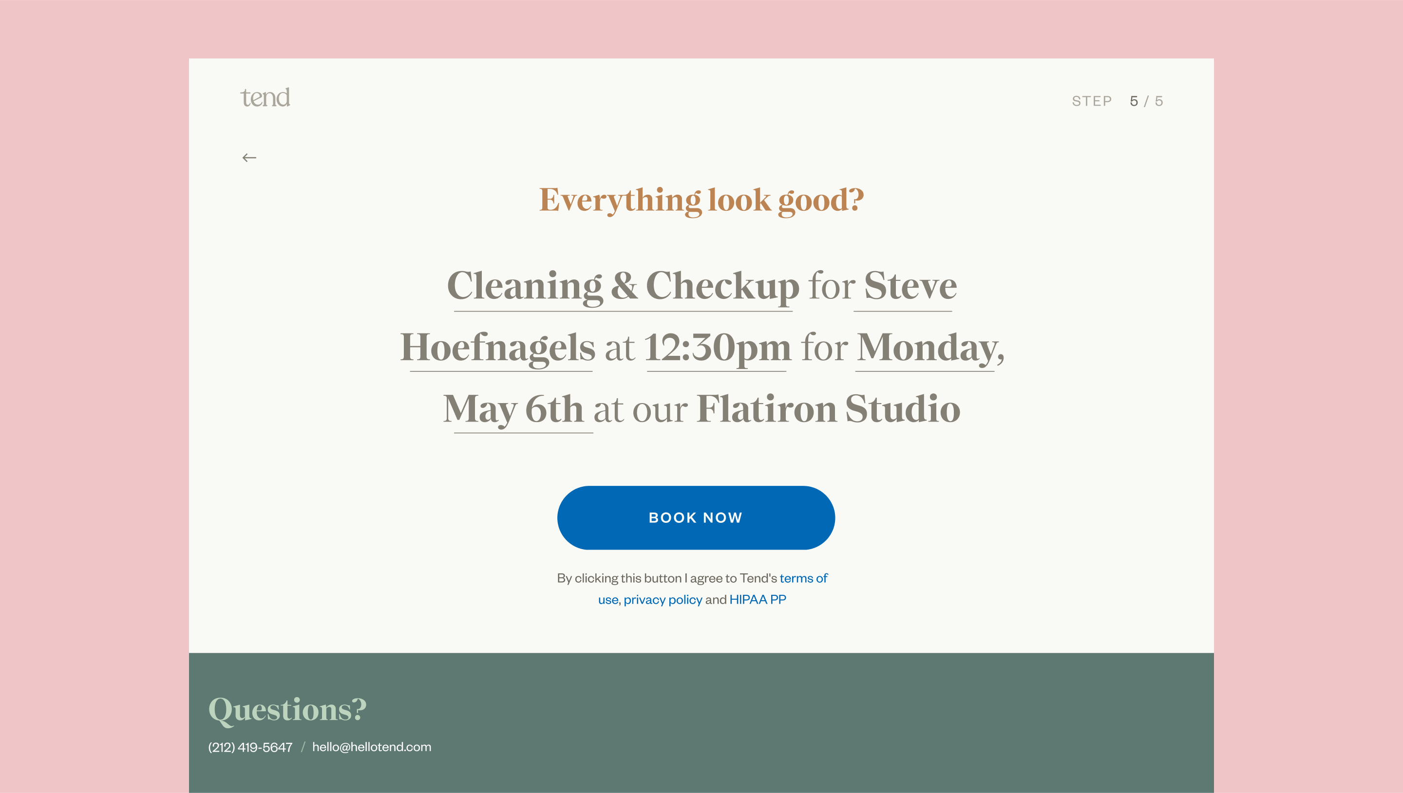 tend confirmation