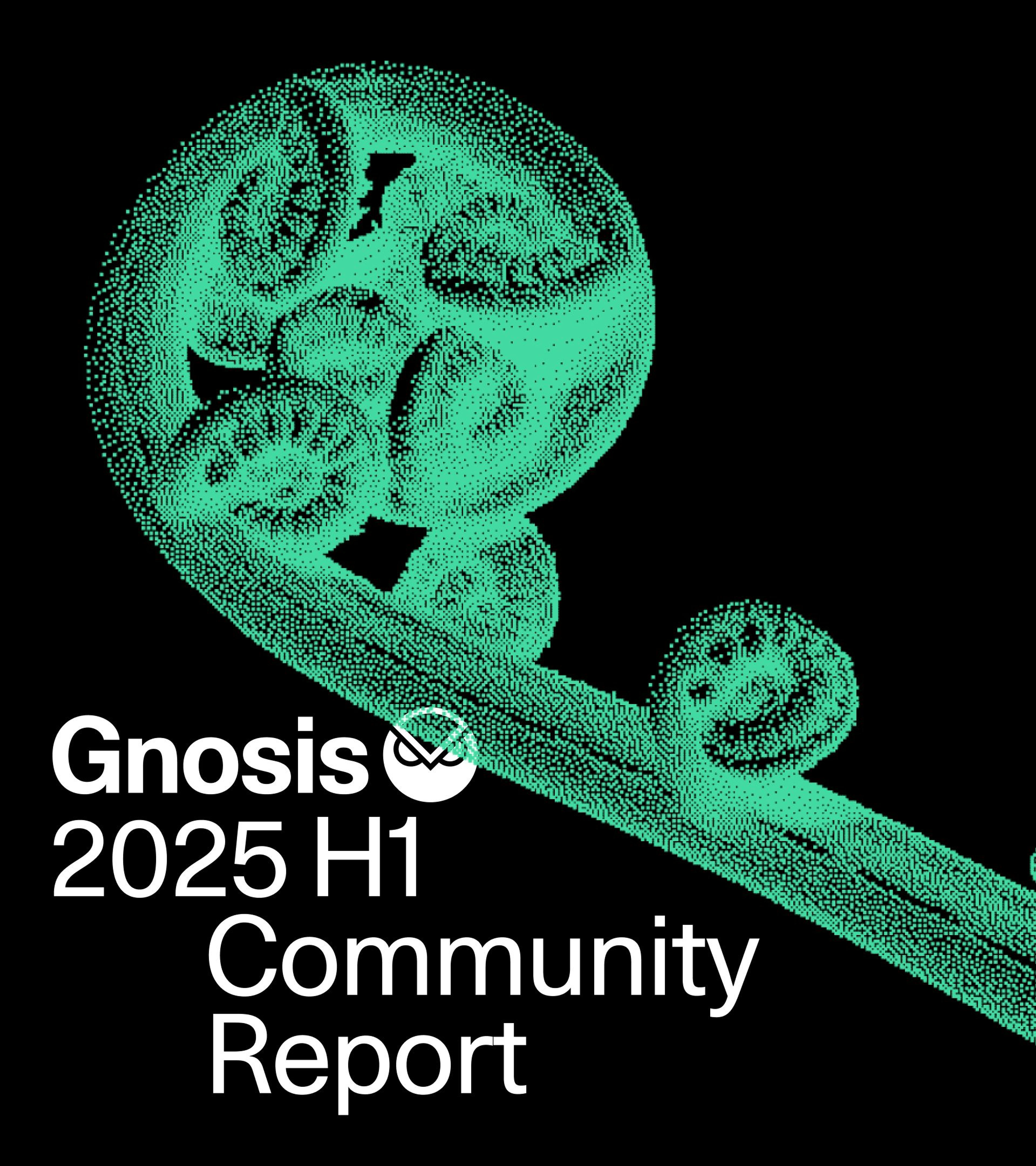 Lockup with Gnosis brand type and dithered image
