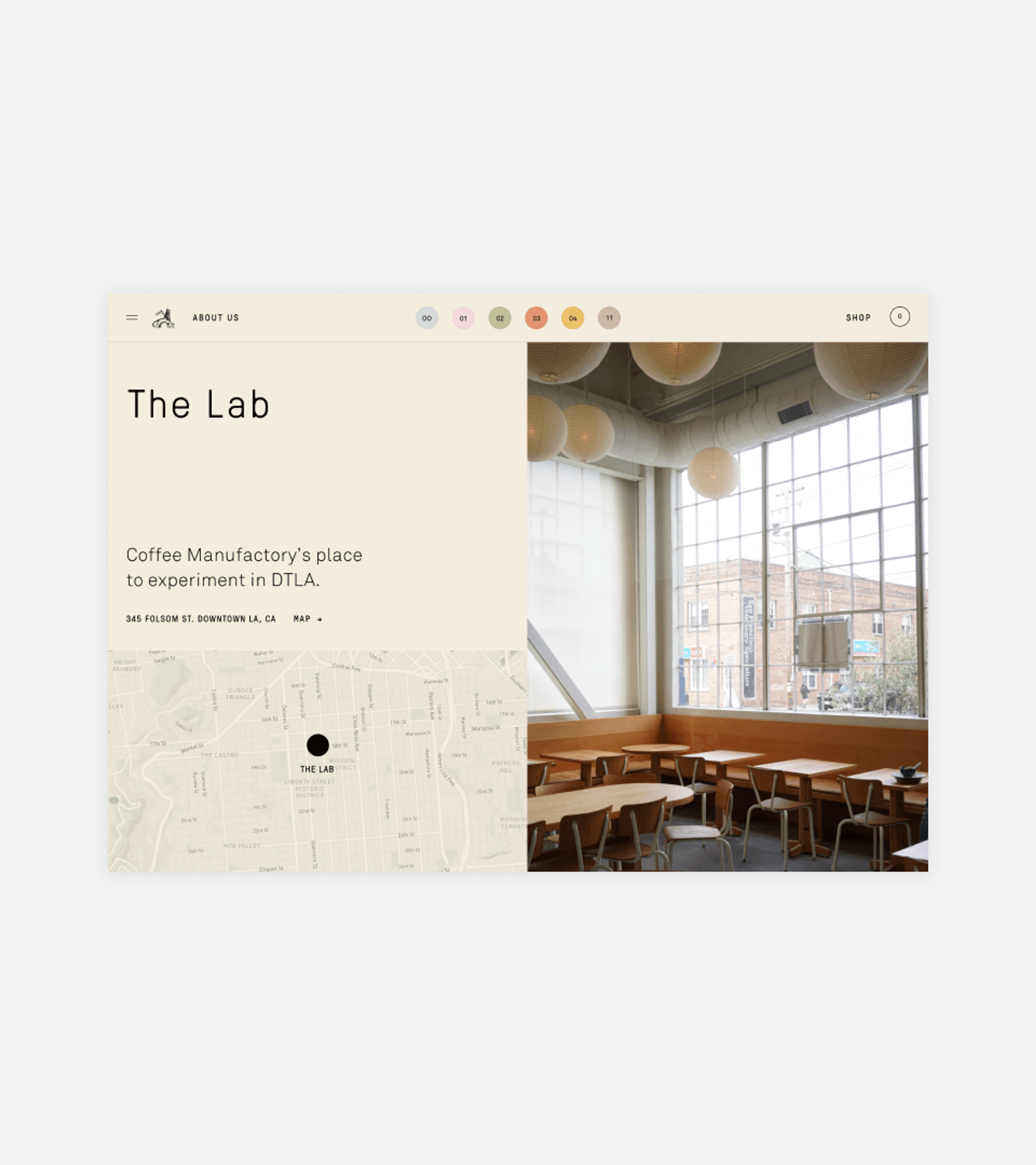Coffee Manufactory lab info page