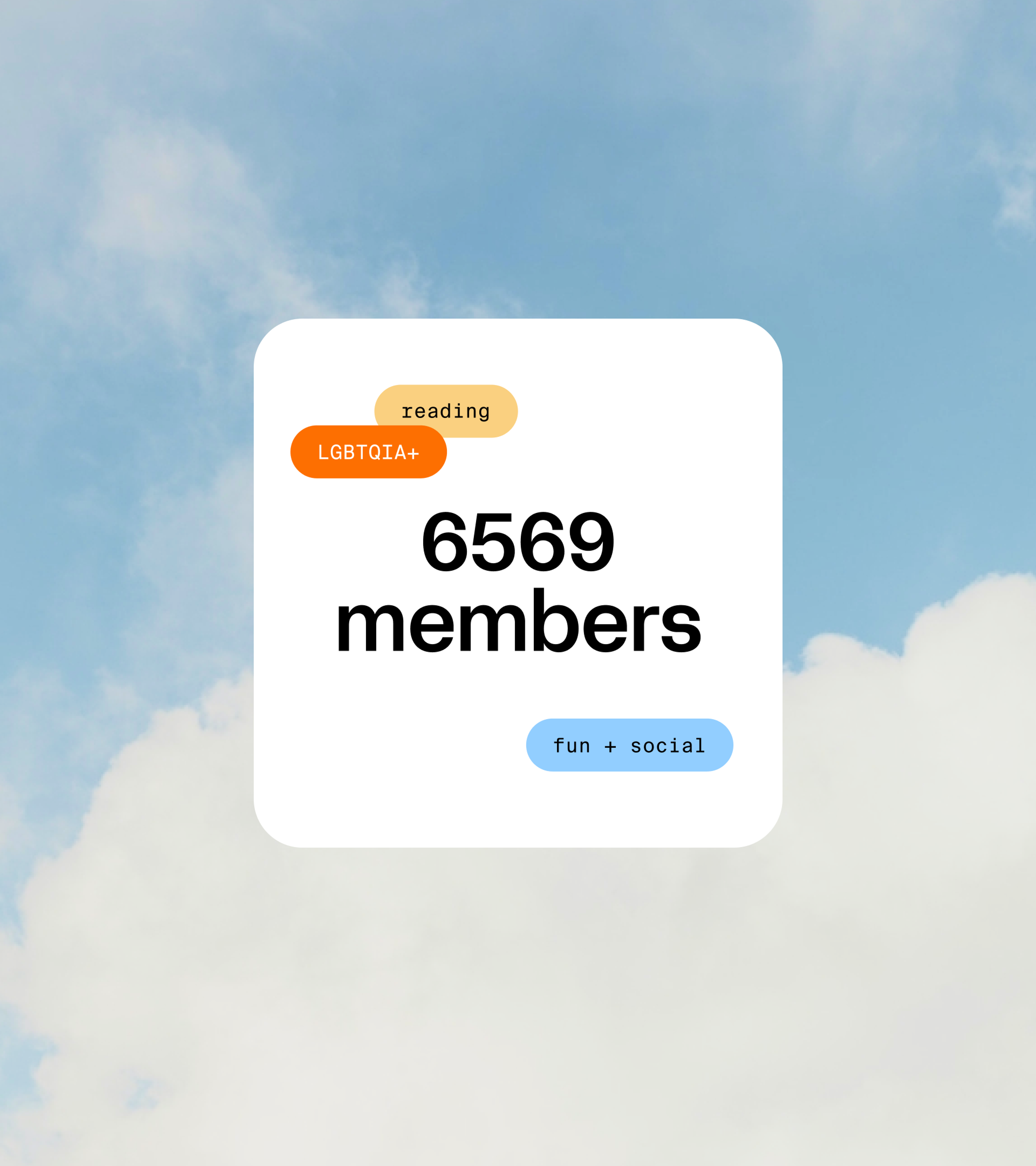 A branded card stating the number of users in a group