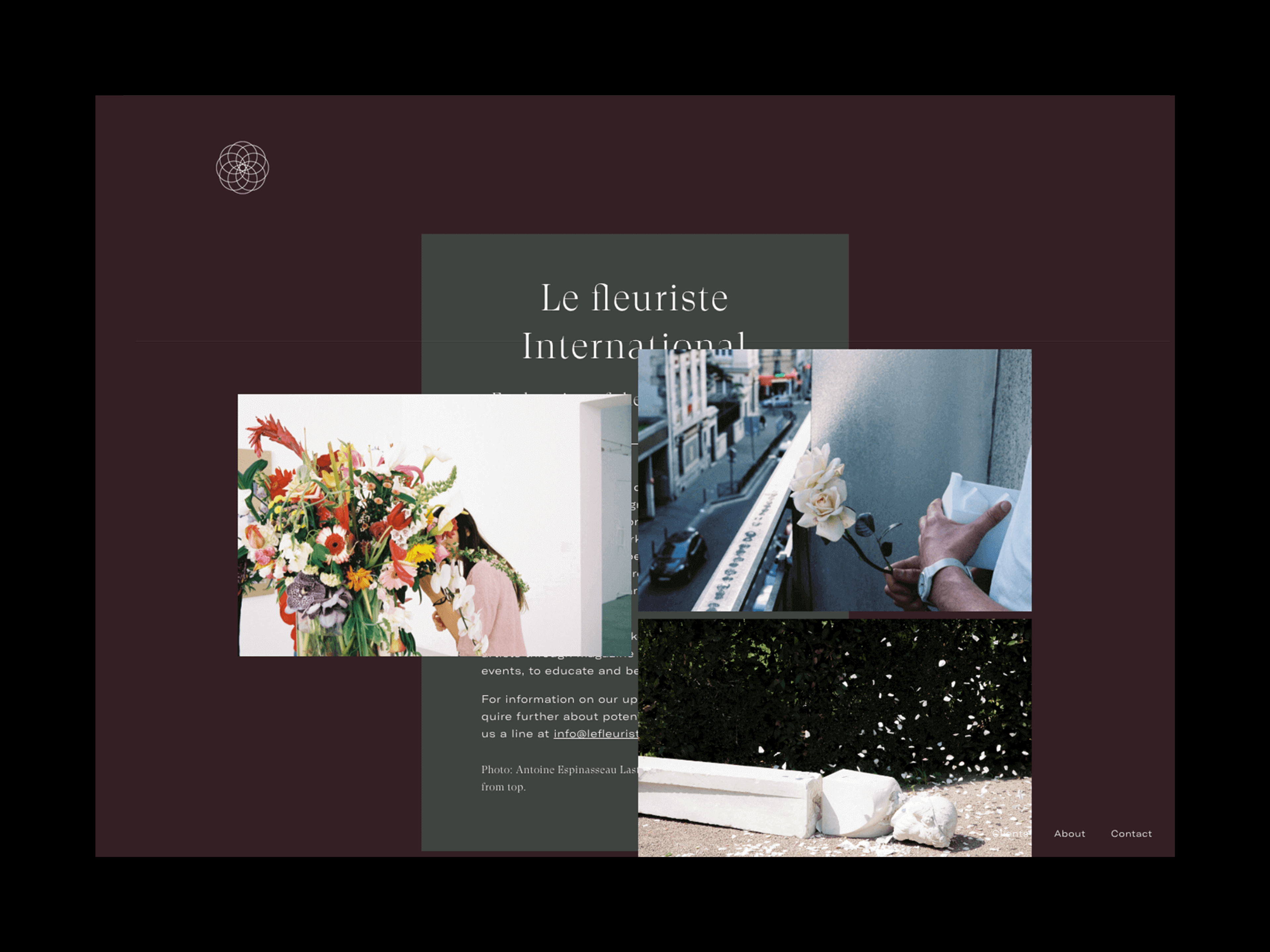 Le Fleuriste international info section of website