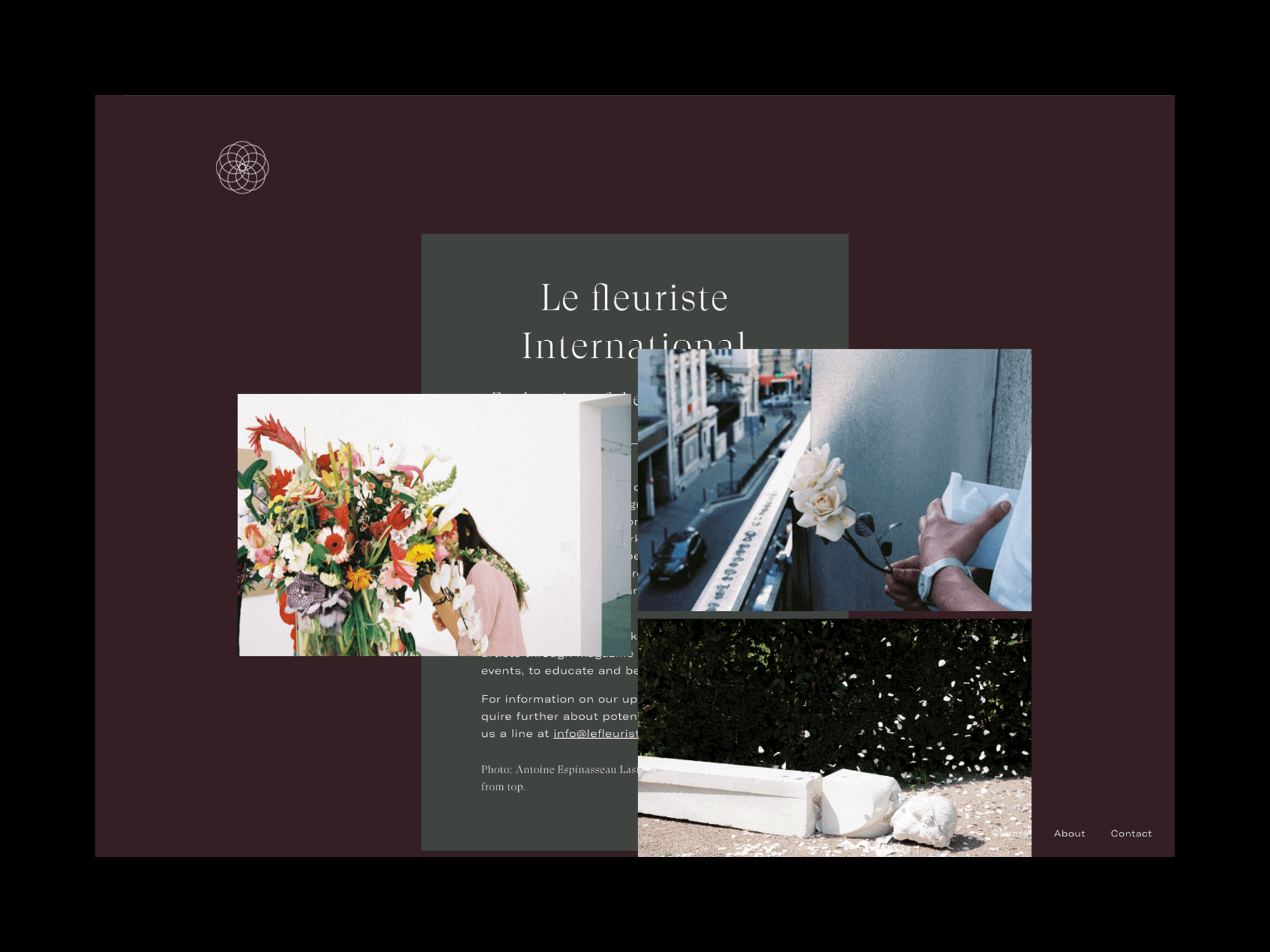 Le Fleuriste international info section of website
