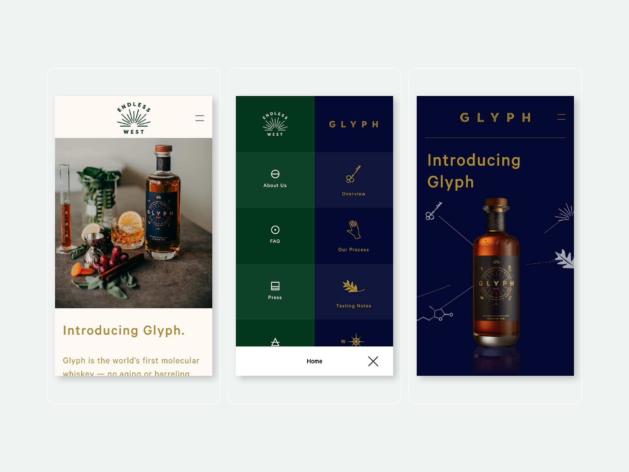 Mobile screens of the Endless West website