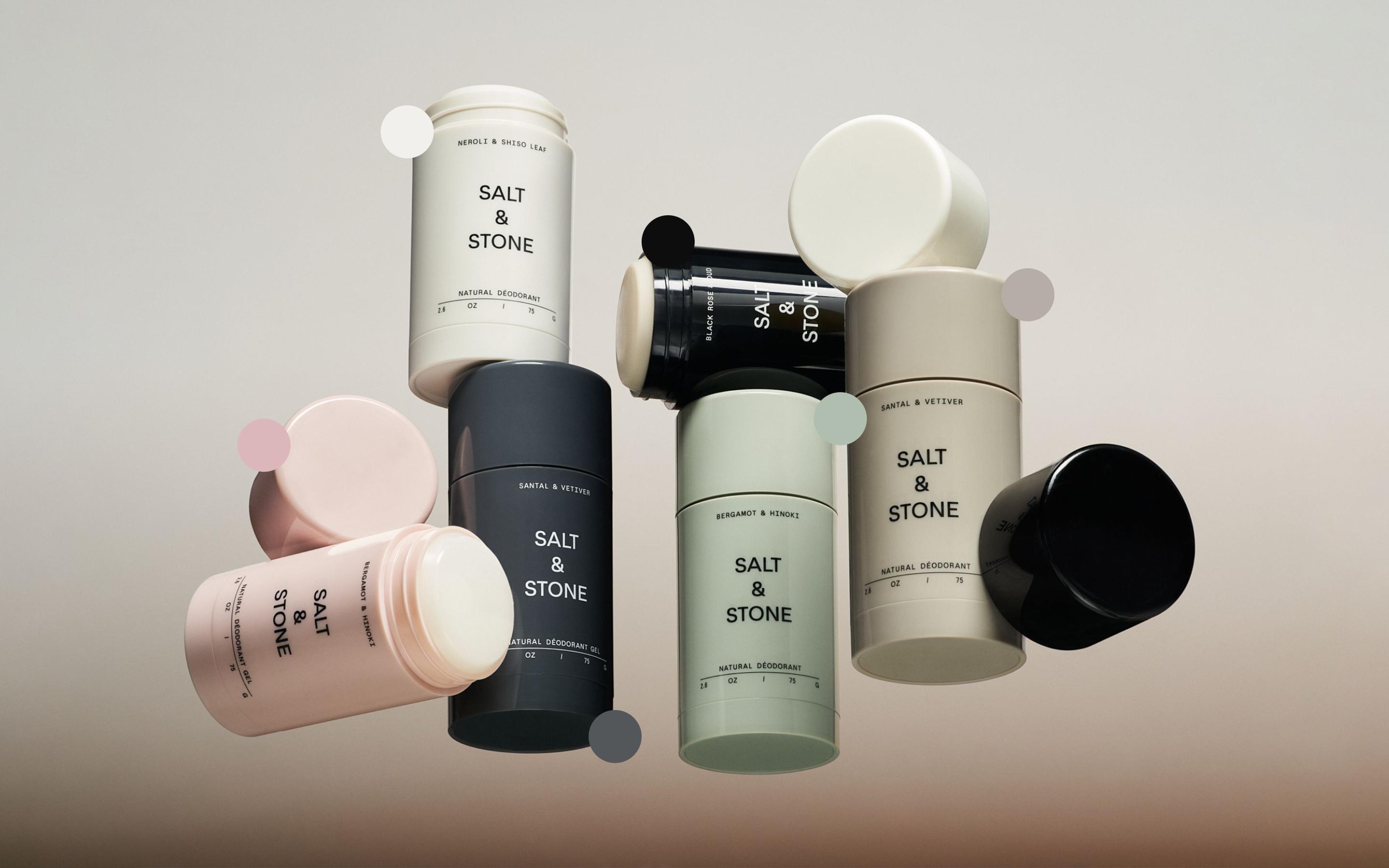 An image showing Salt & Stone's fragrance line and associated color palette.