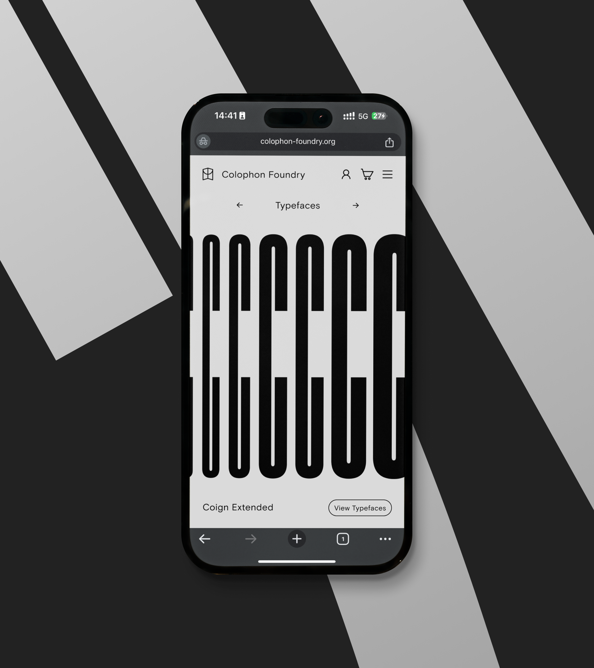 Colophon homepage on mobile