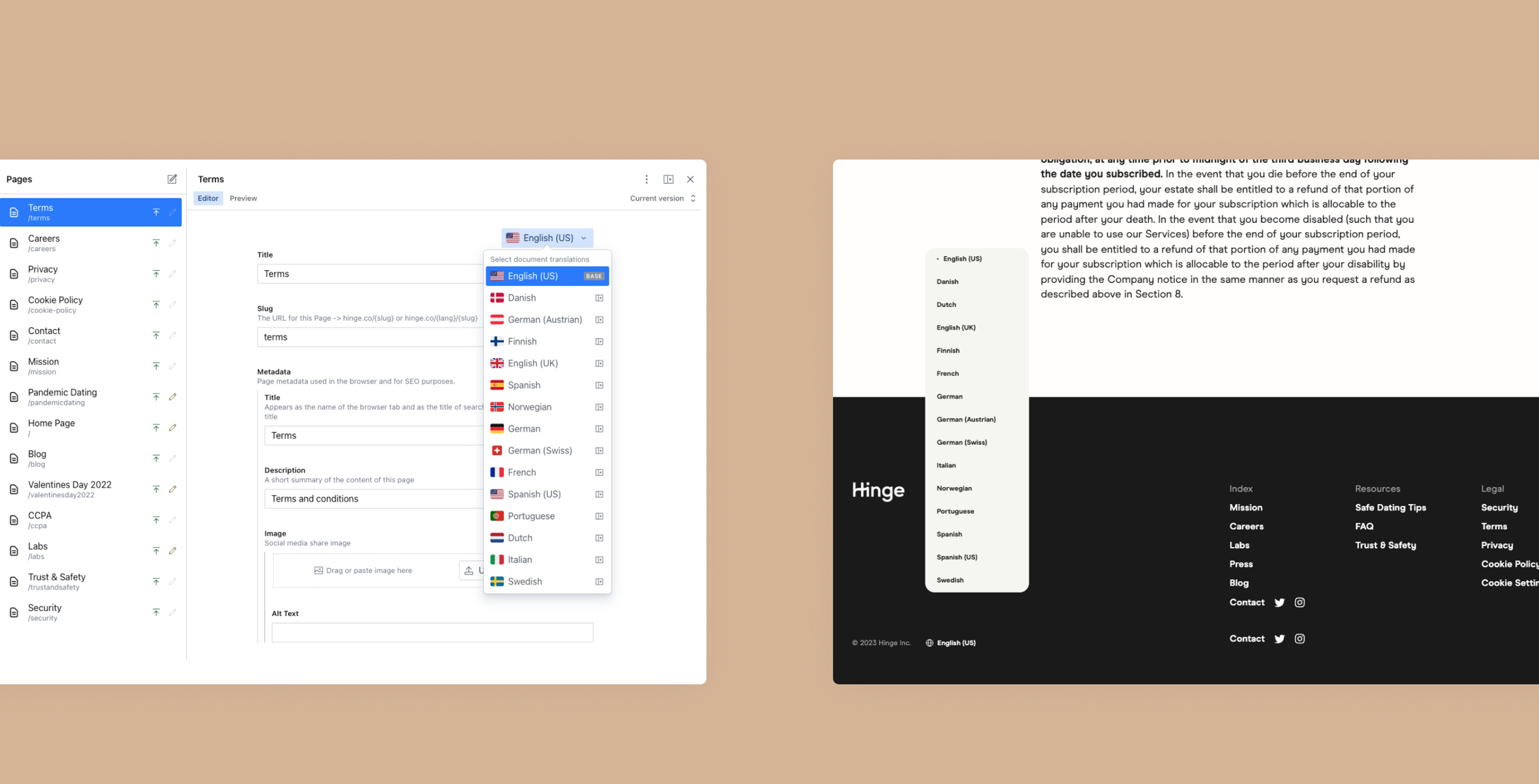 Hinge-Internationalization