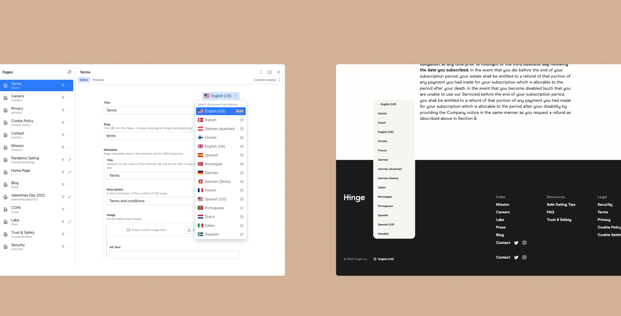 Hinge-Internationalization