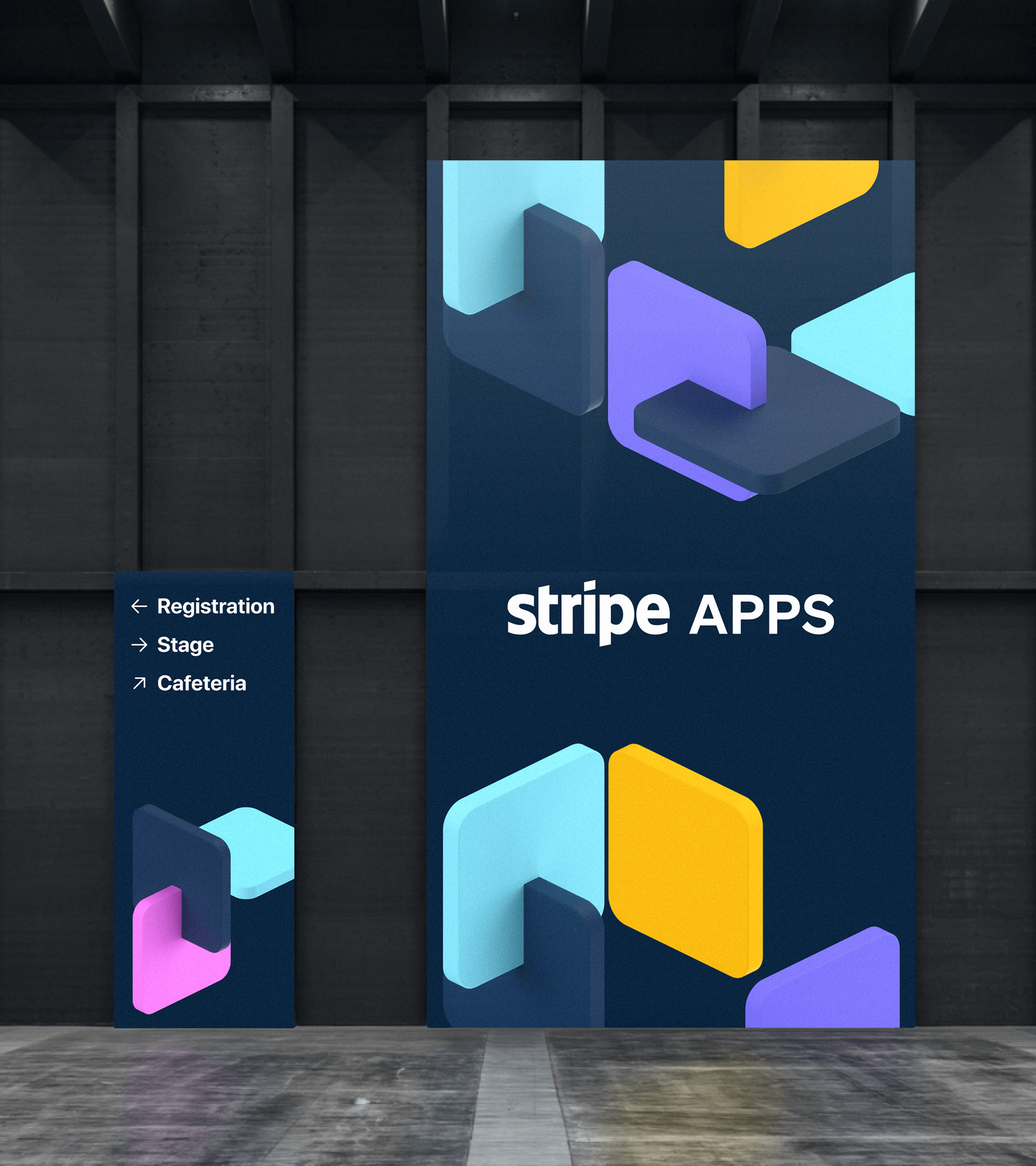 Stripe Apps event banner and signpost