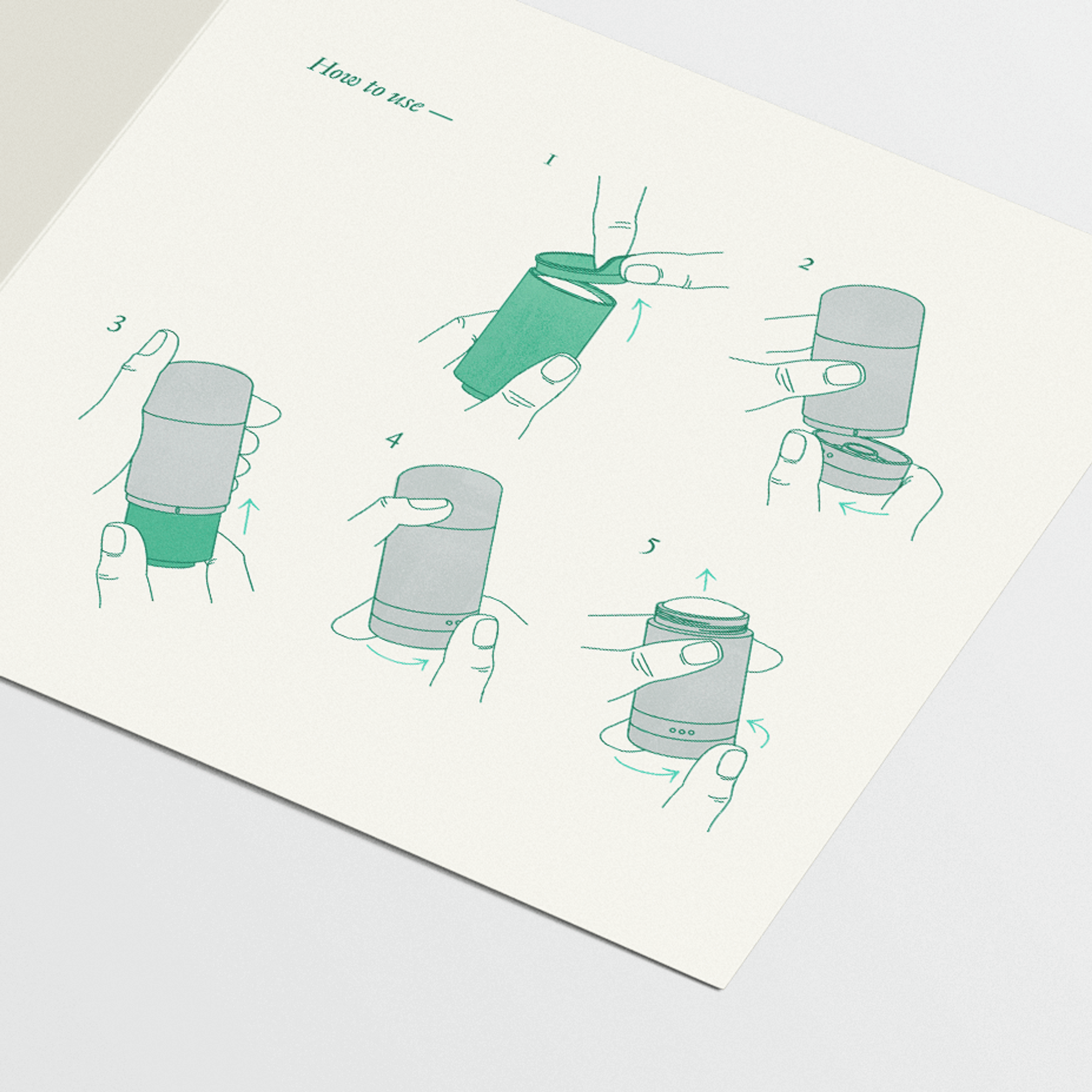 Close-up of illustrations for how to refill a by Humankind deodorant