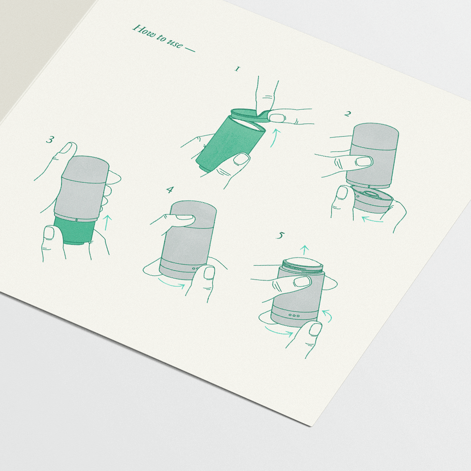 Close-up of illustrations for how to refill a by Humankind deodorant