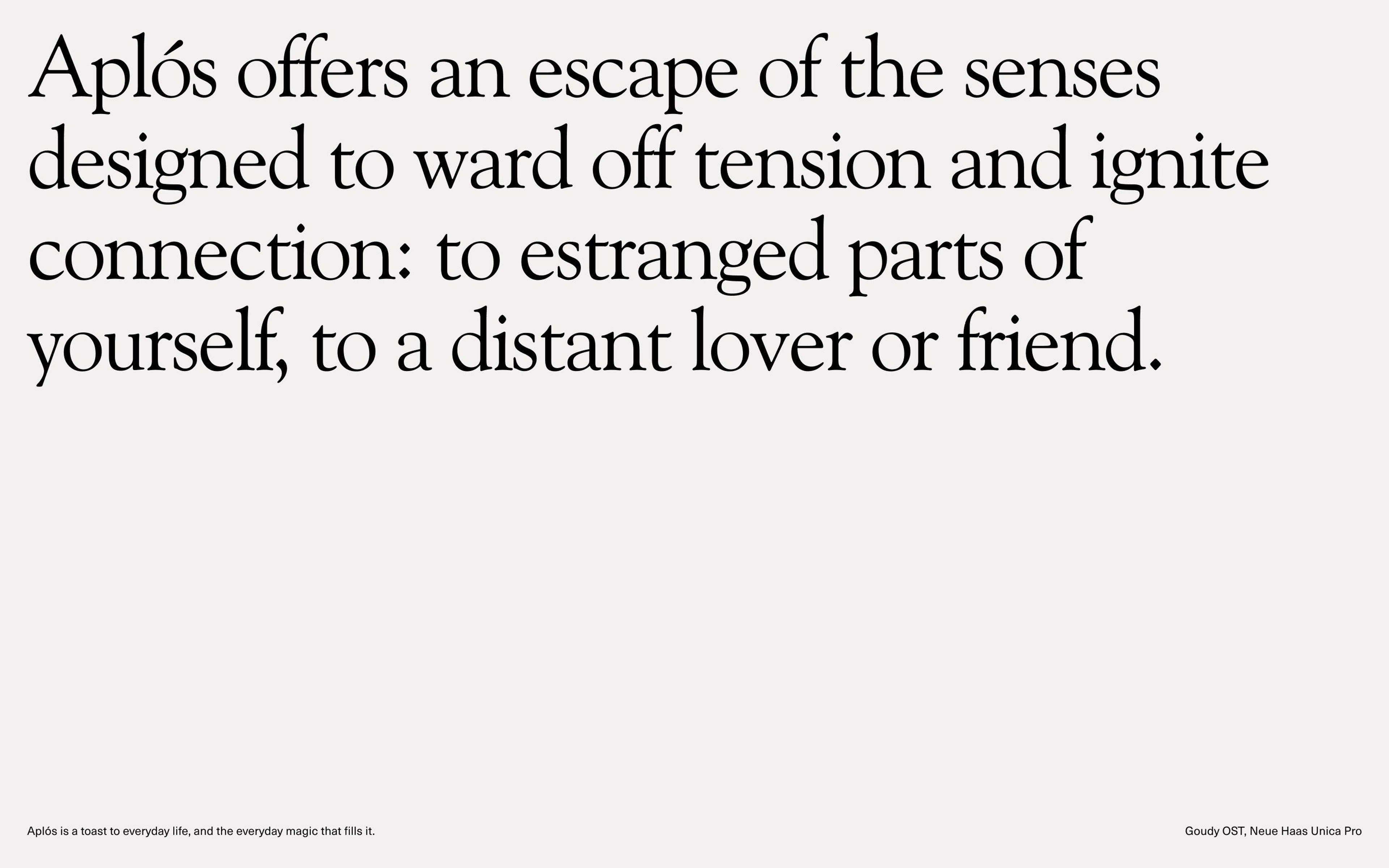 A layout with very large and small text showing the difference of scale within the type system.