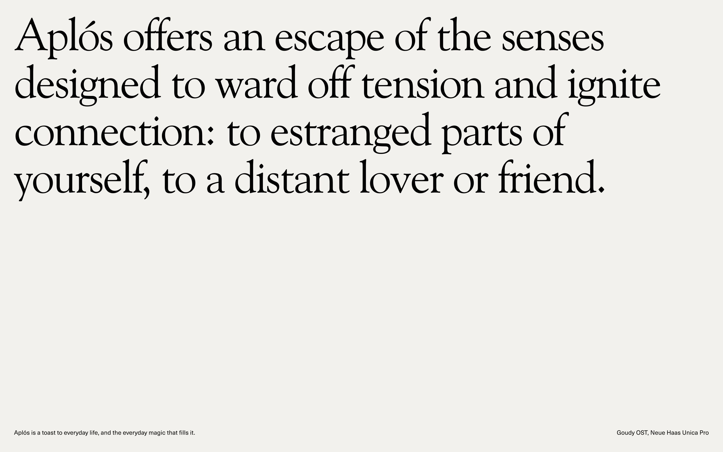 A layout with very large and small text showing the difference of scale within the type system.