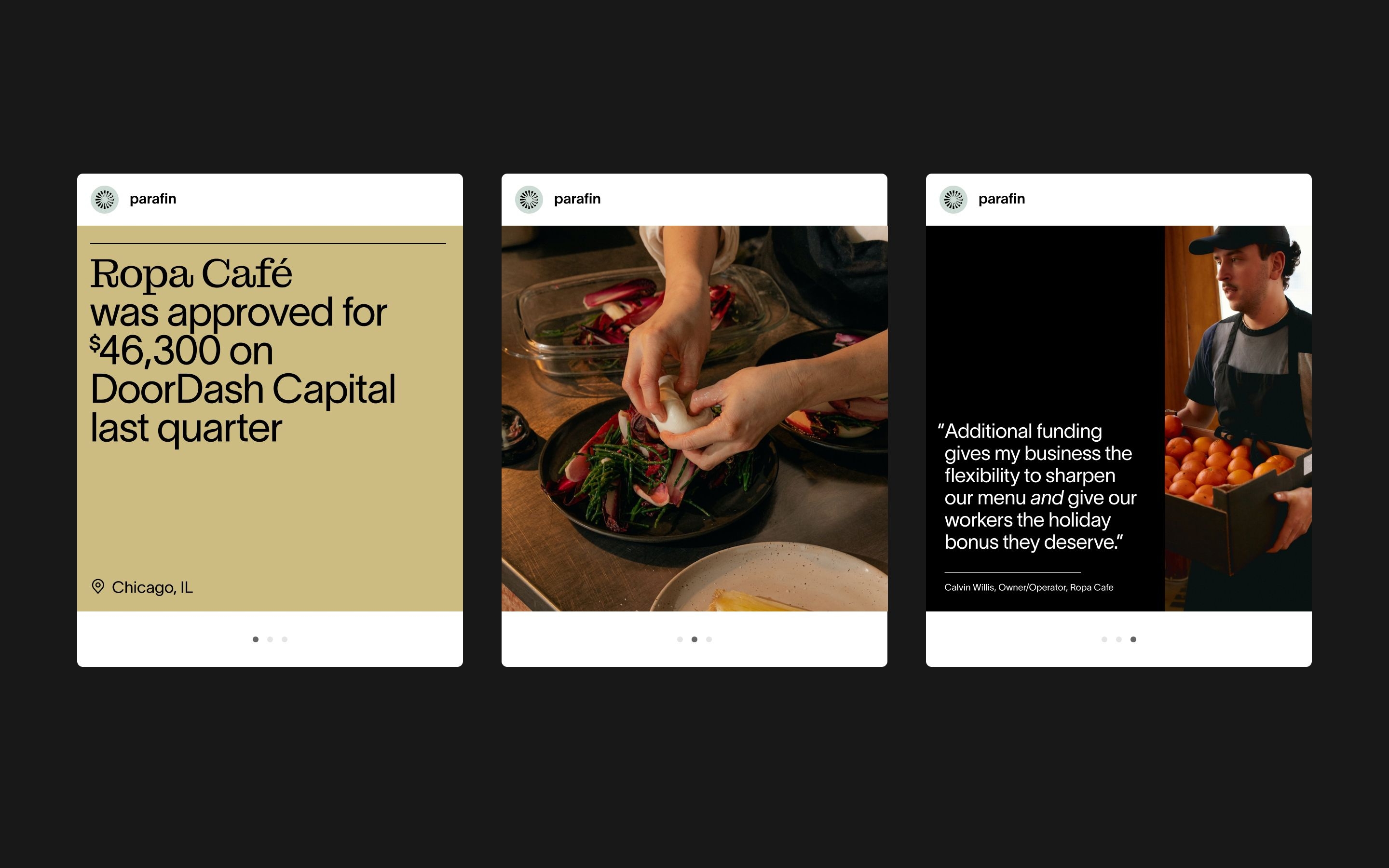Sample Instagram posts for Parafin