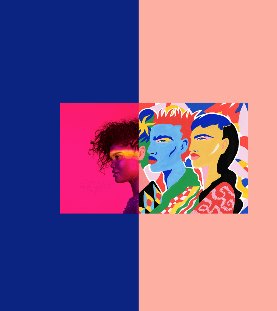Cover for Dropbox showing a photo blending into a colorful illustration